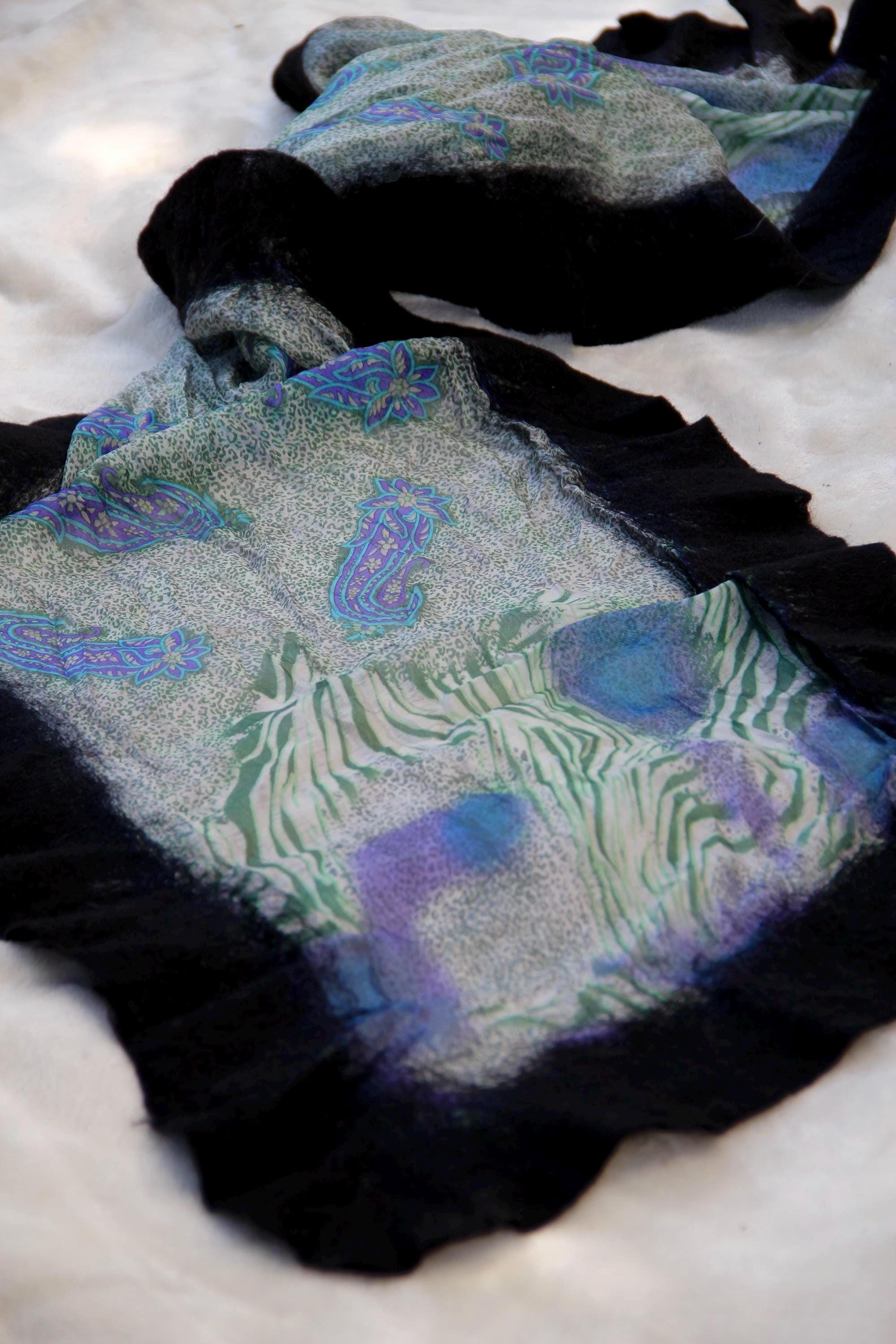 Large Silk Wool Handcrafted Wrap