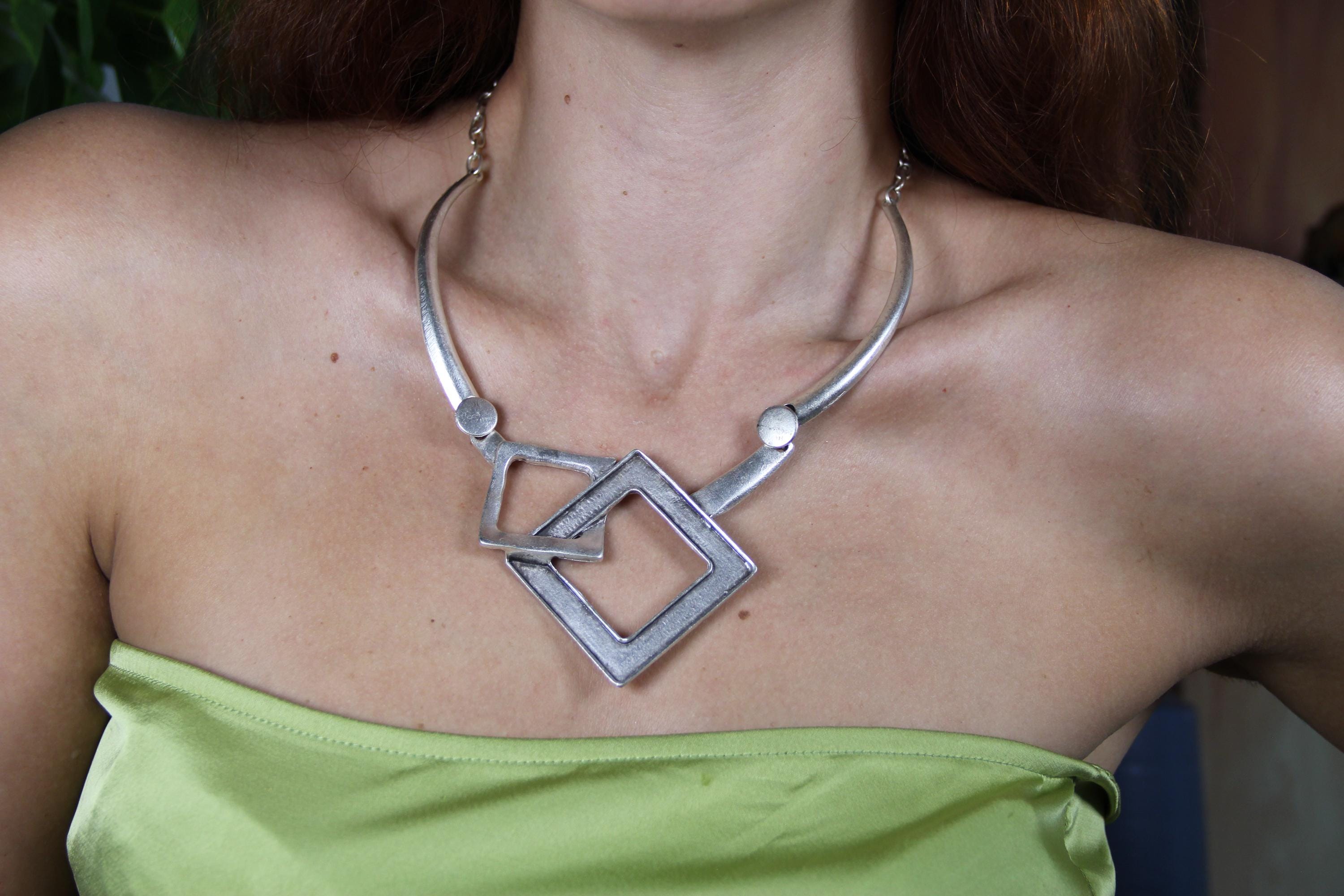 Silver Abstract Style Chocker Necklace