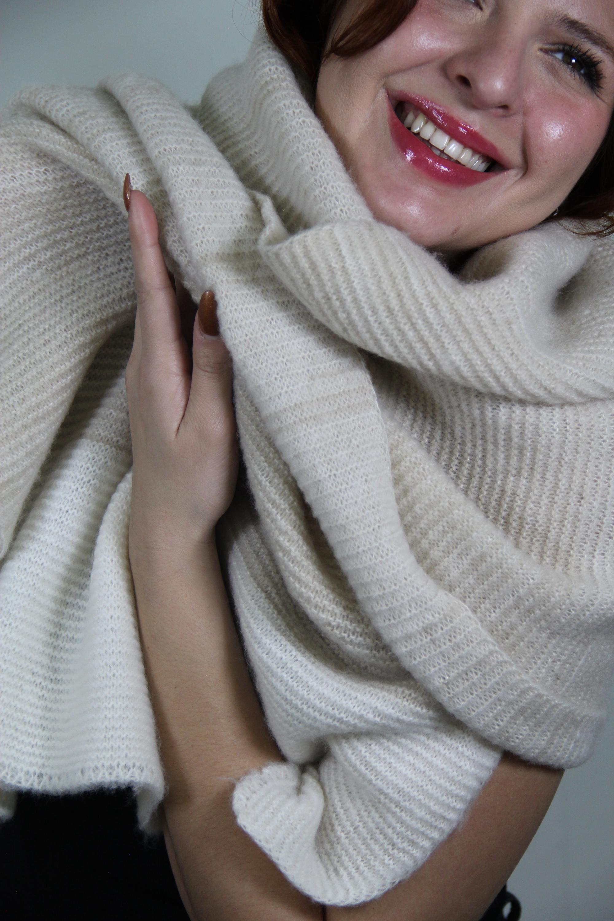 Beige Minimalist Color Block Chic Blanket Scarf