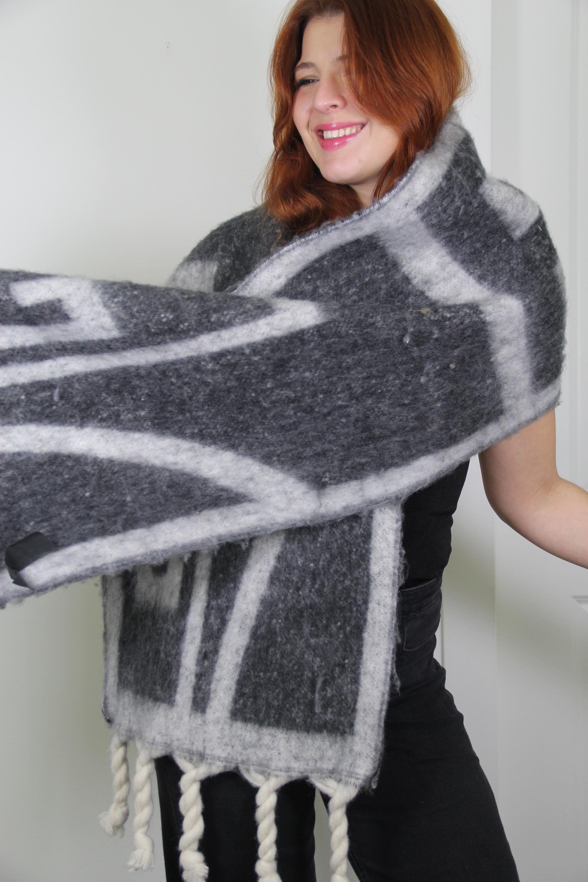 Grey Modern Abstract Pattern Blanket Scarf