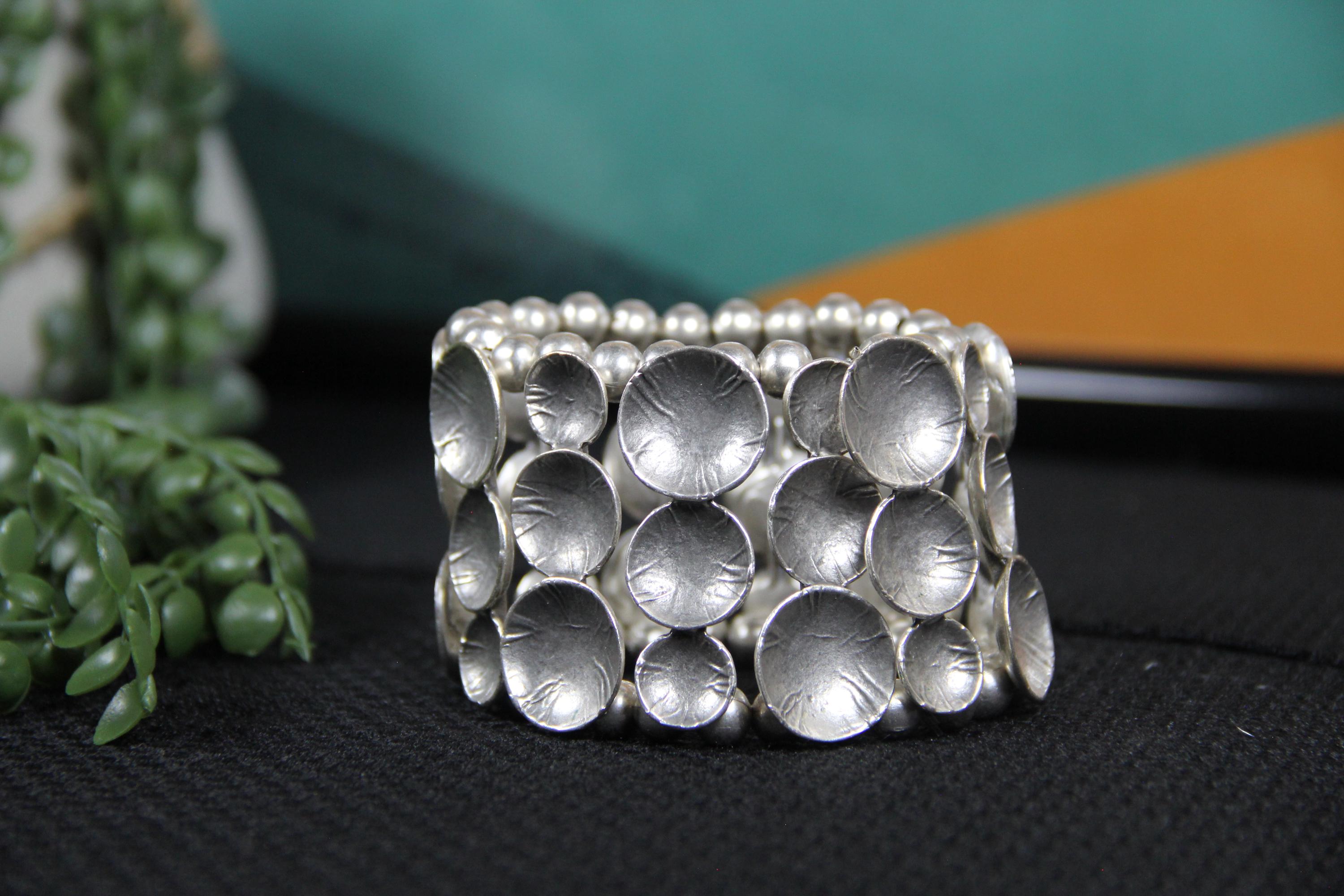 Cuff Silver Handmade Bead Shell Bracelet