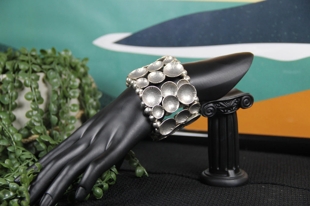 Cuff Silver Handmade Bead Shell Bracelet