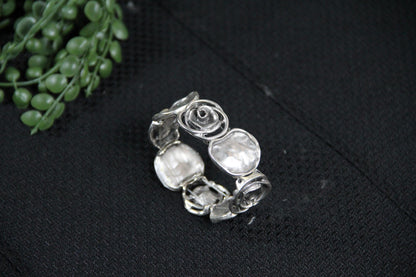 Cuff Slip On Silver Rose Bracelet