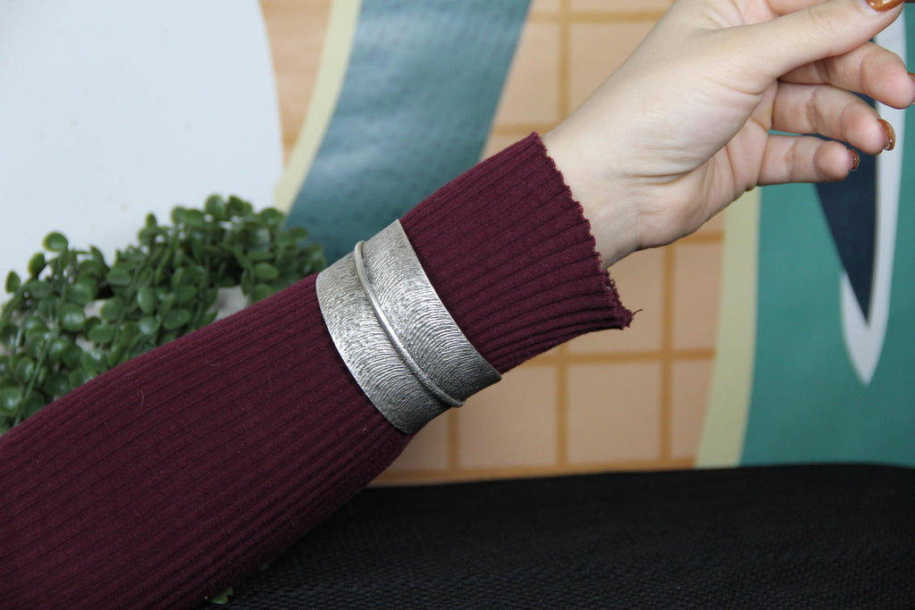 Cuff Silver Leaf Bracelet