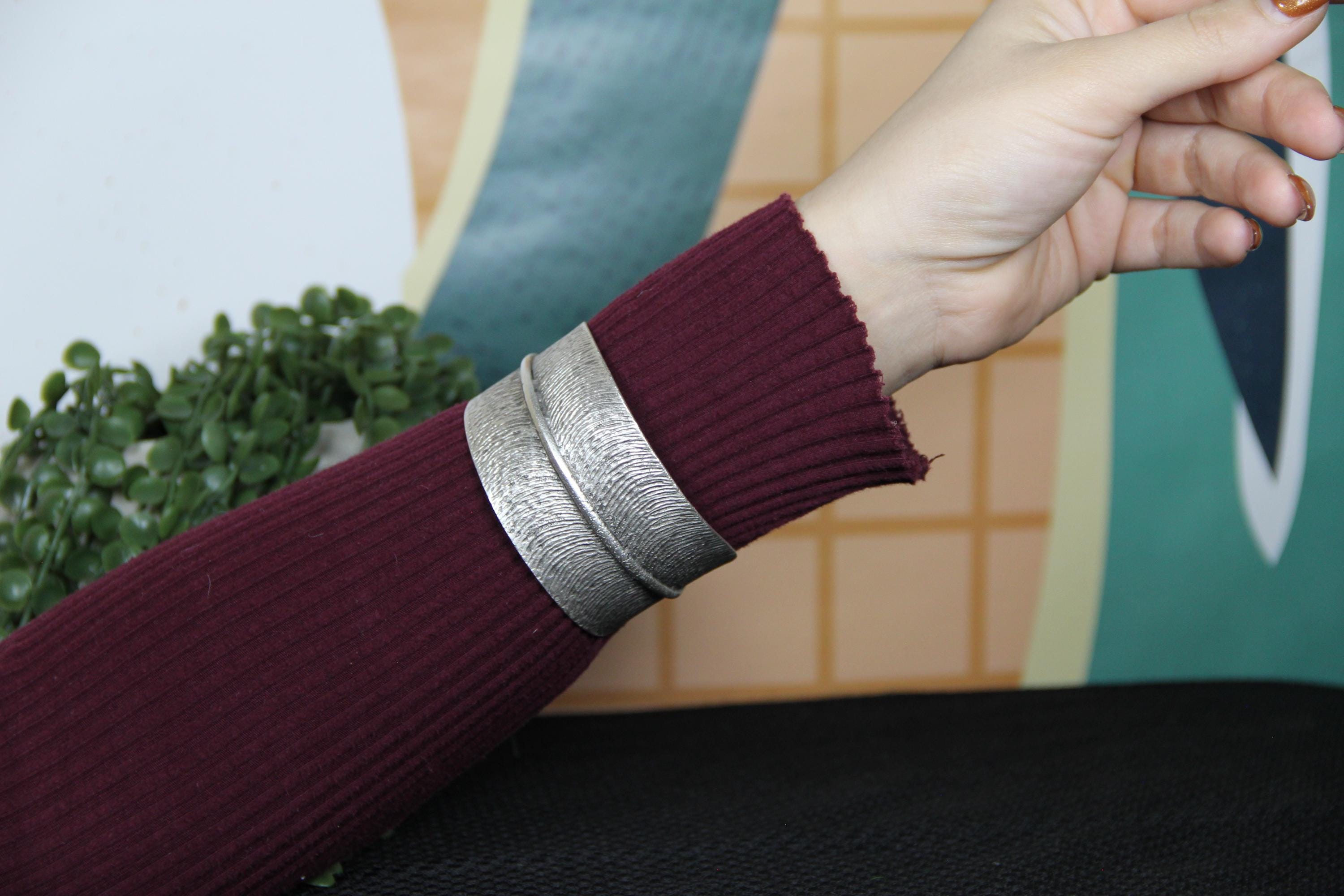 Cuff Silver Leaf Bracelet
