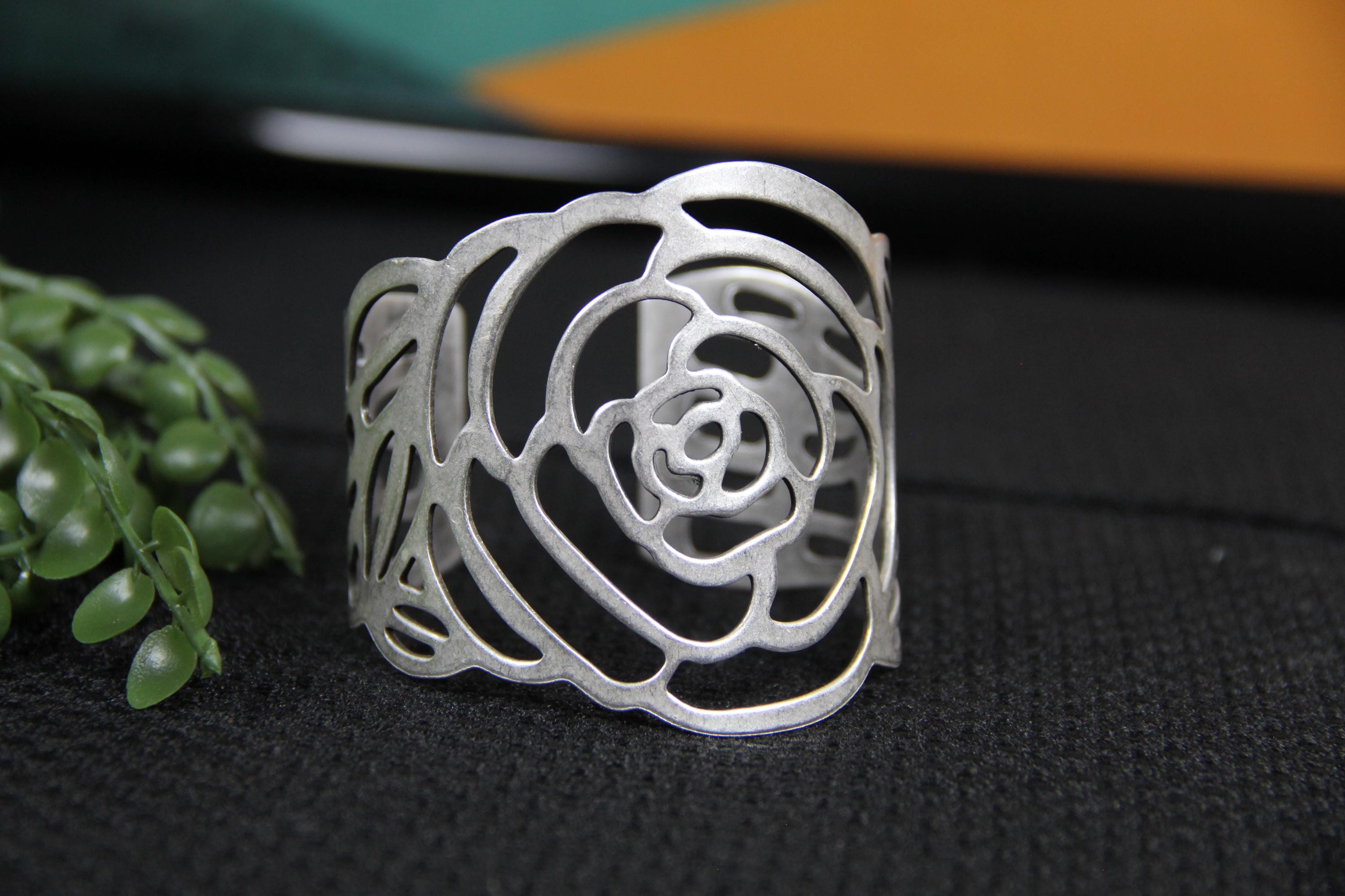 Cuff Silver Rose Bracelet