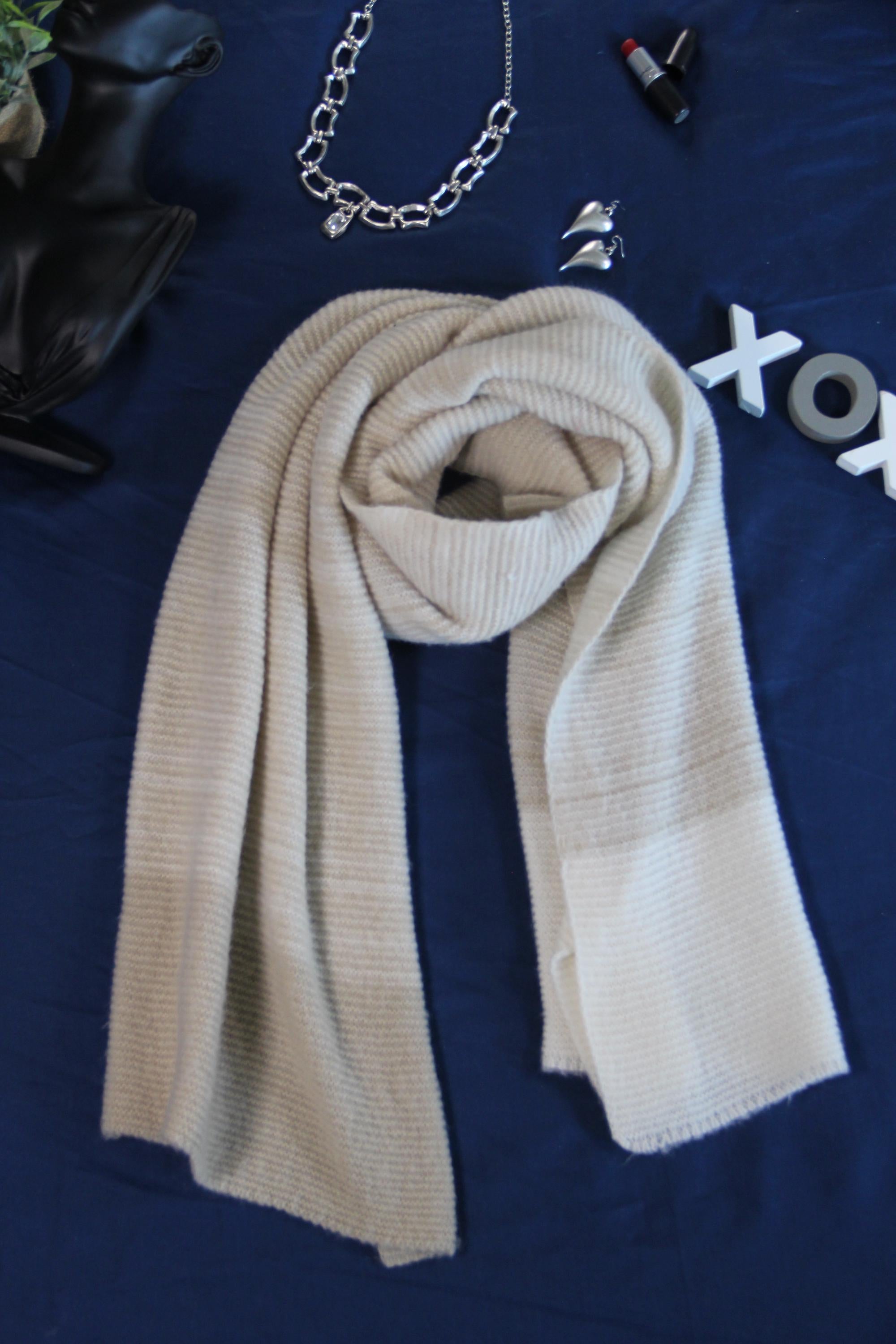 Beige Minimalist Color Block Chic Blanket Scarf