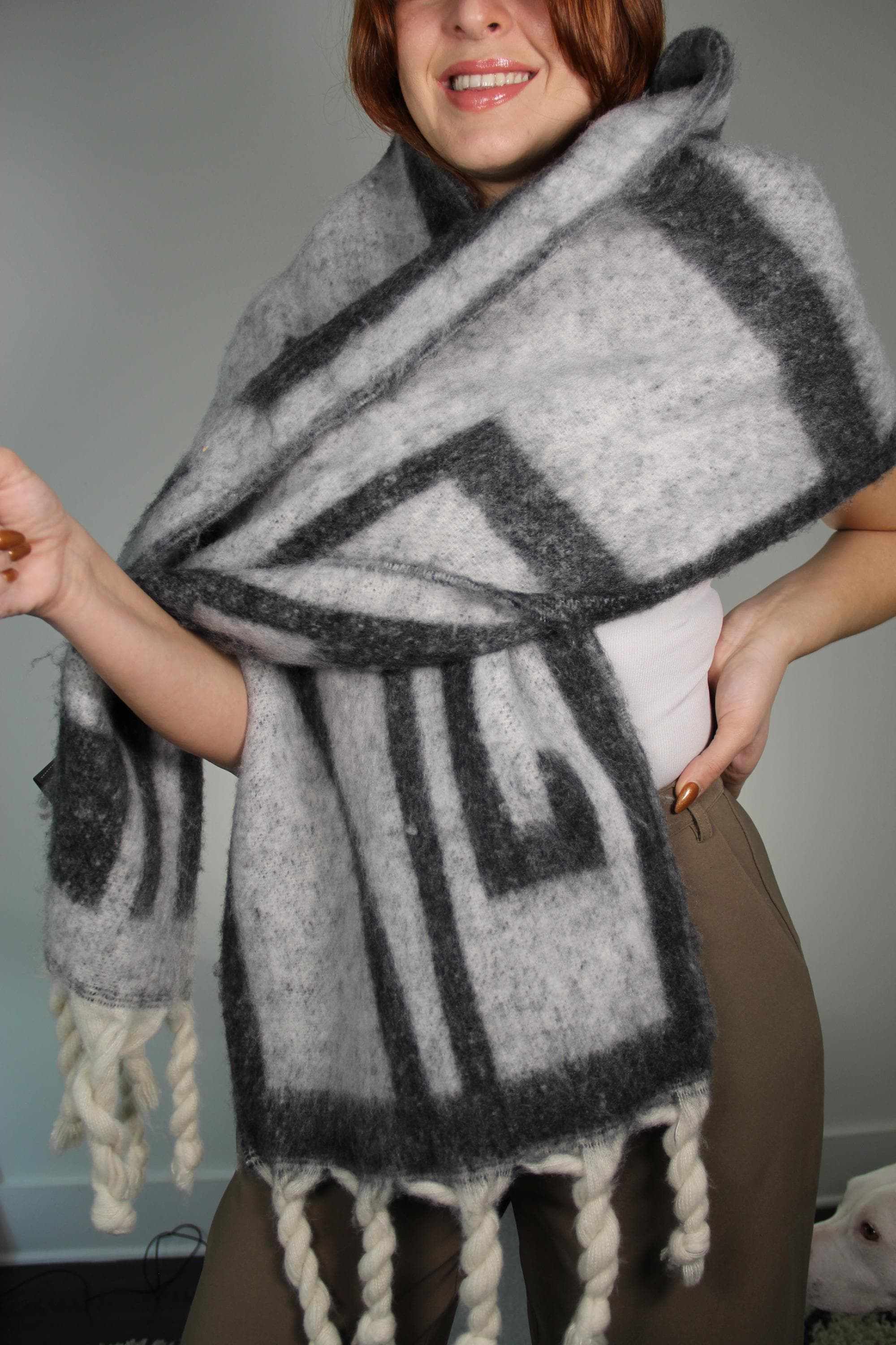 Grey Modern Abstract Pattern Blanket Scarf