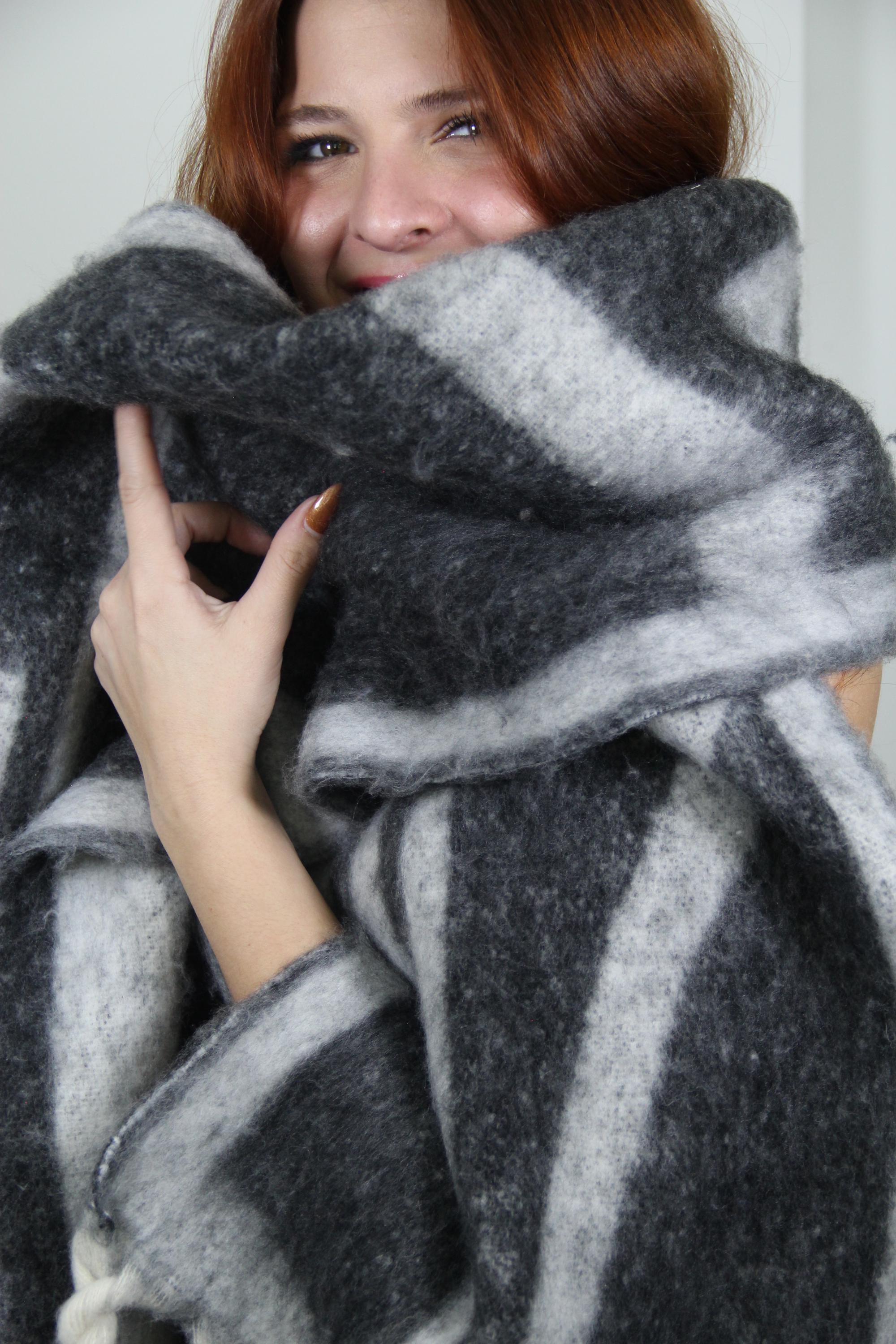 Grey Modern Abstract Pattern Blanket Scarf