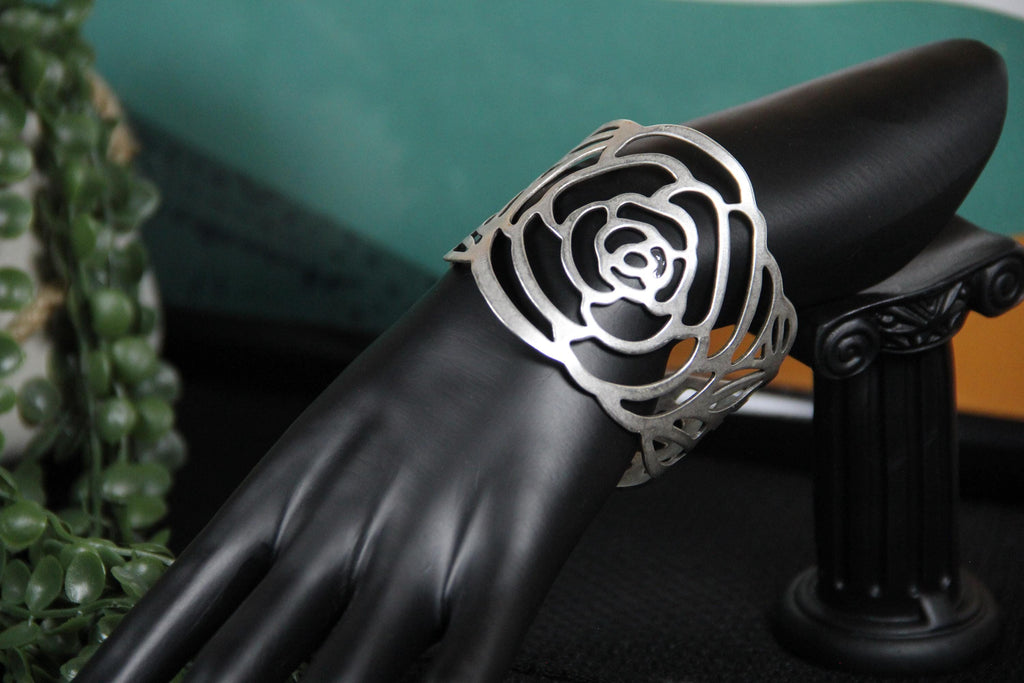 Cuff Silver Rose Bracelet