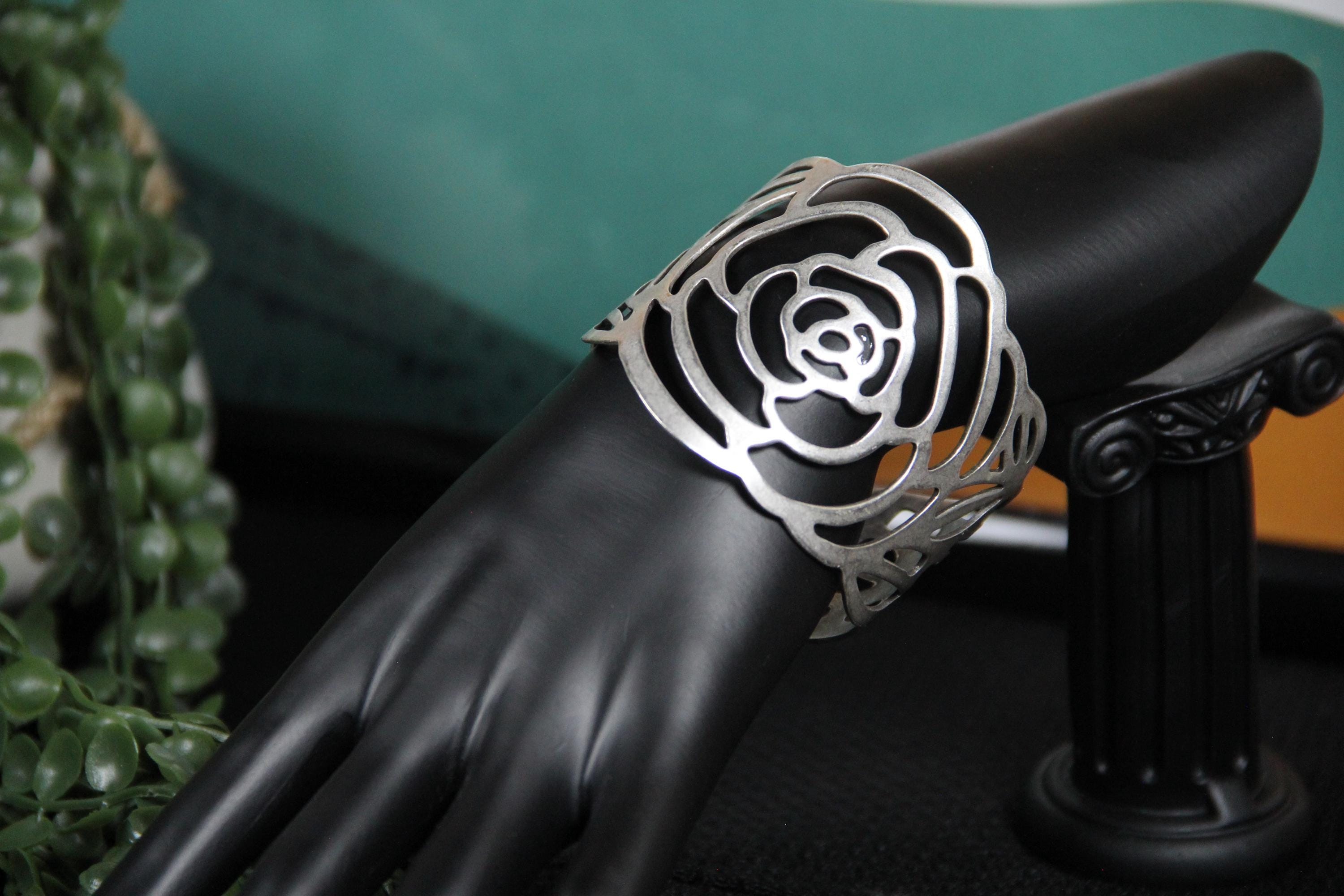 Cuff Silver Rose Bracelet