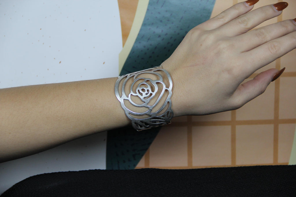 Cuff Silver Rose Bracelet
