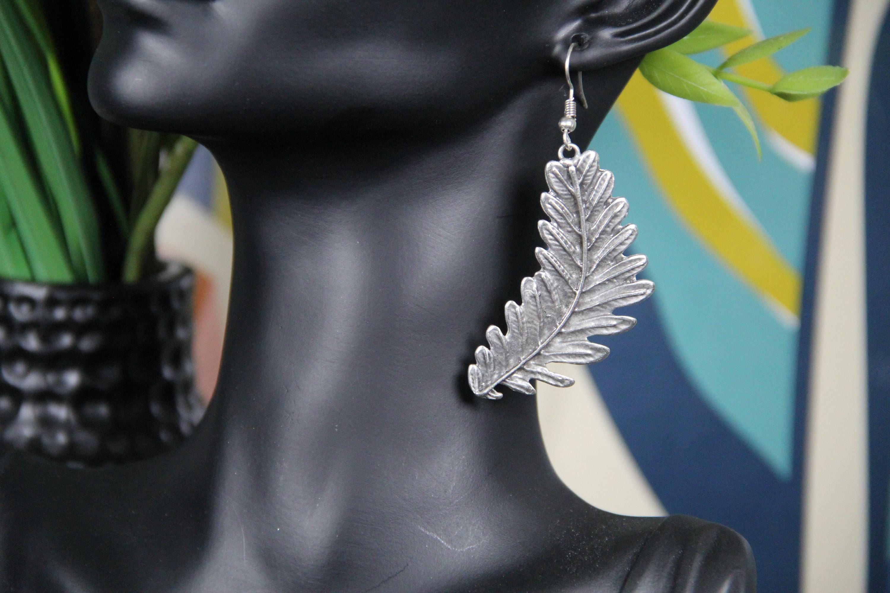 Silver Leaf Statement Earring
