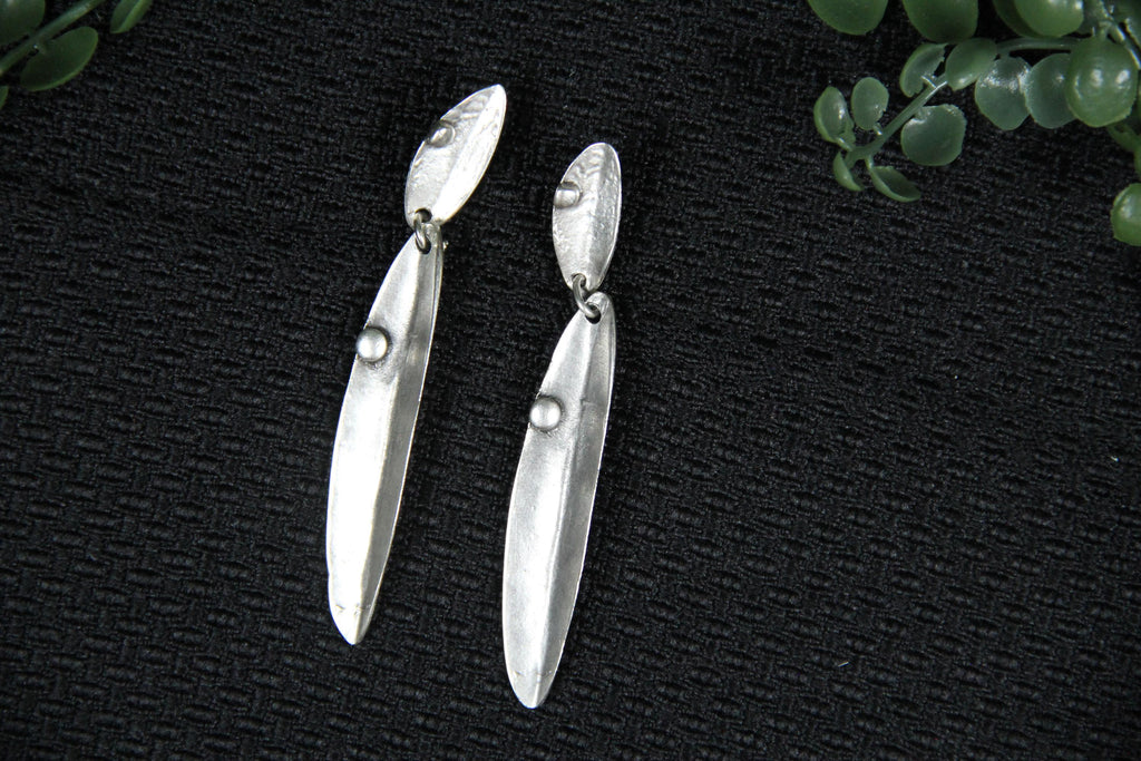 Leaf Silver Statement Earring