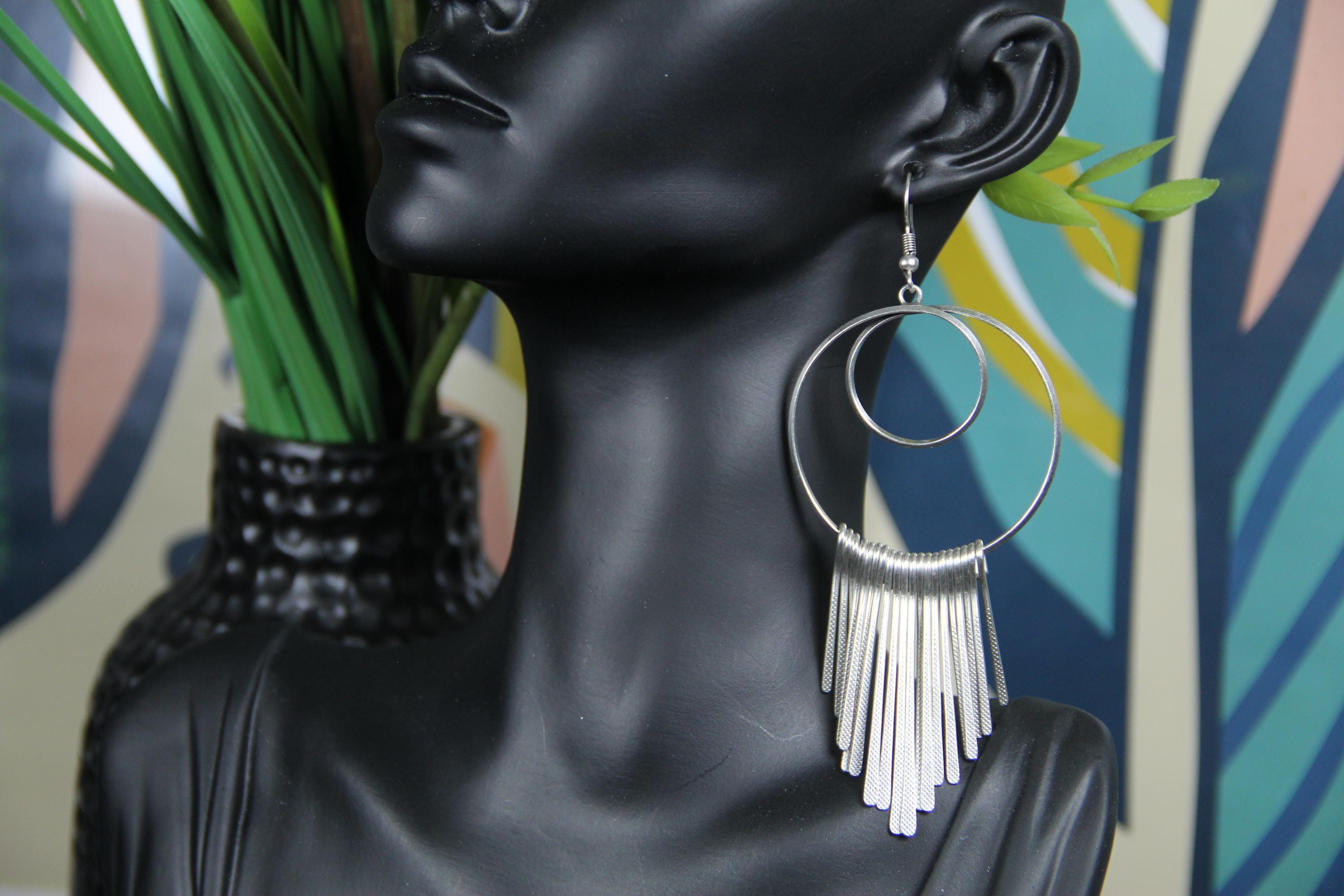 Dangle Hoop Silver Boho Earring