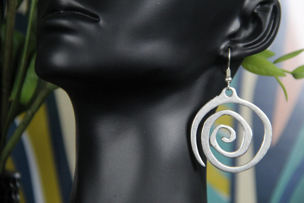 Swirl Silver Handmade Statement Earring