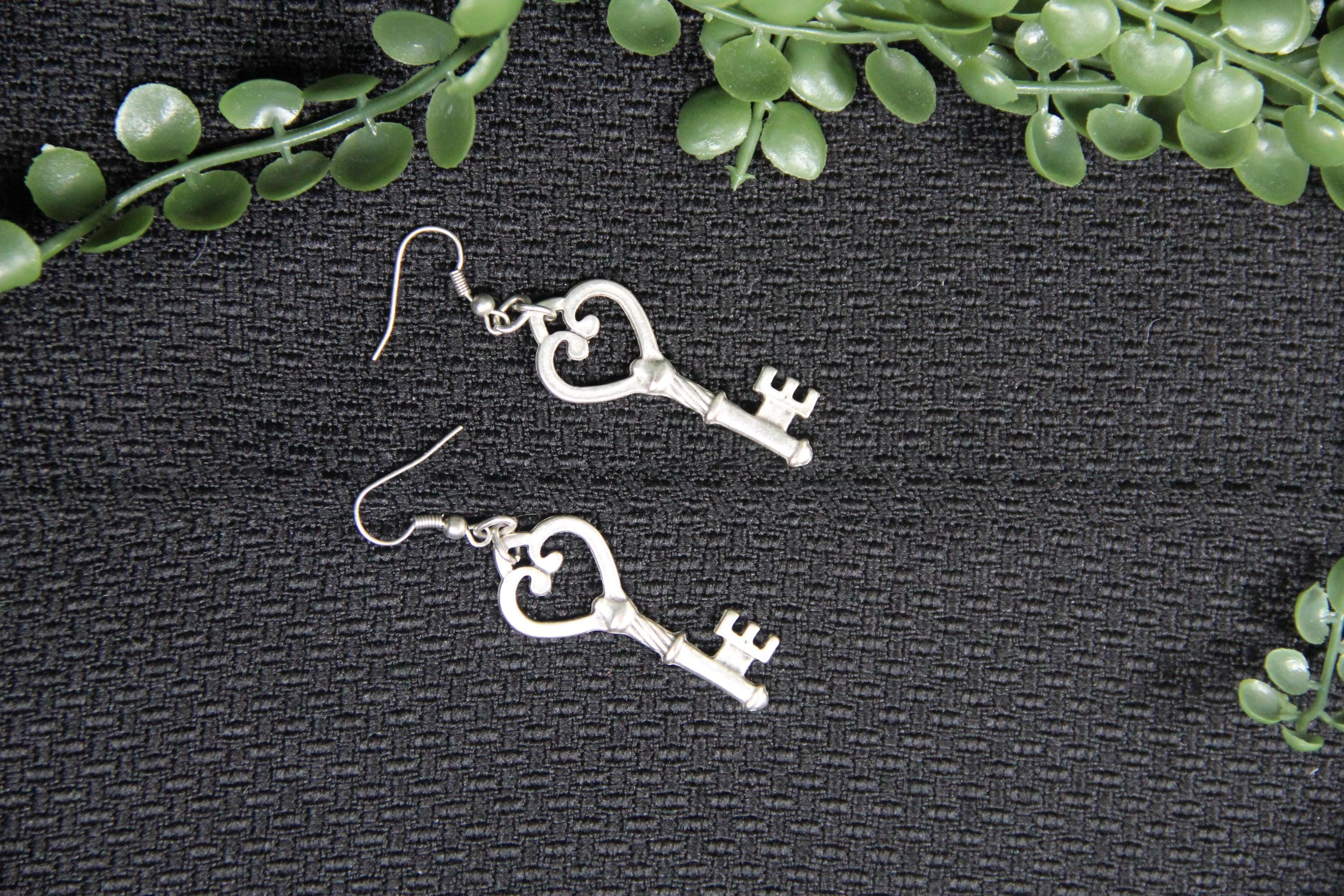 Handmade Heart Key Earring