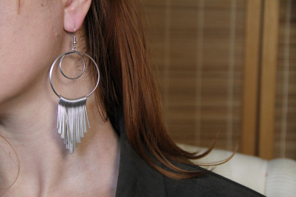Dangle Hoop Silver Boho Earring