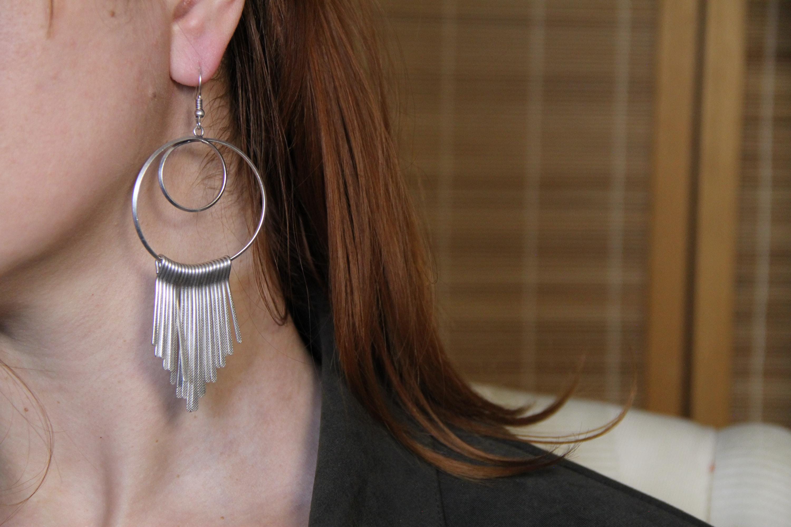 Dangle Hoop Silver Boho Earring