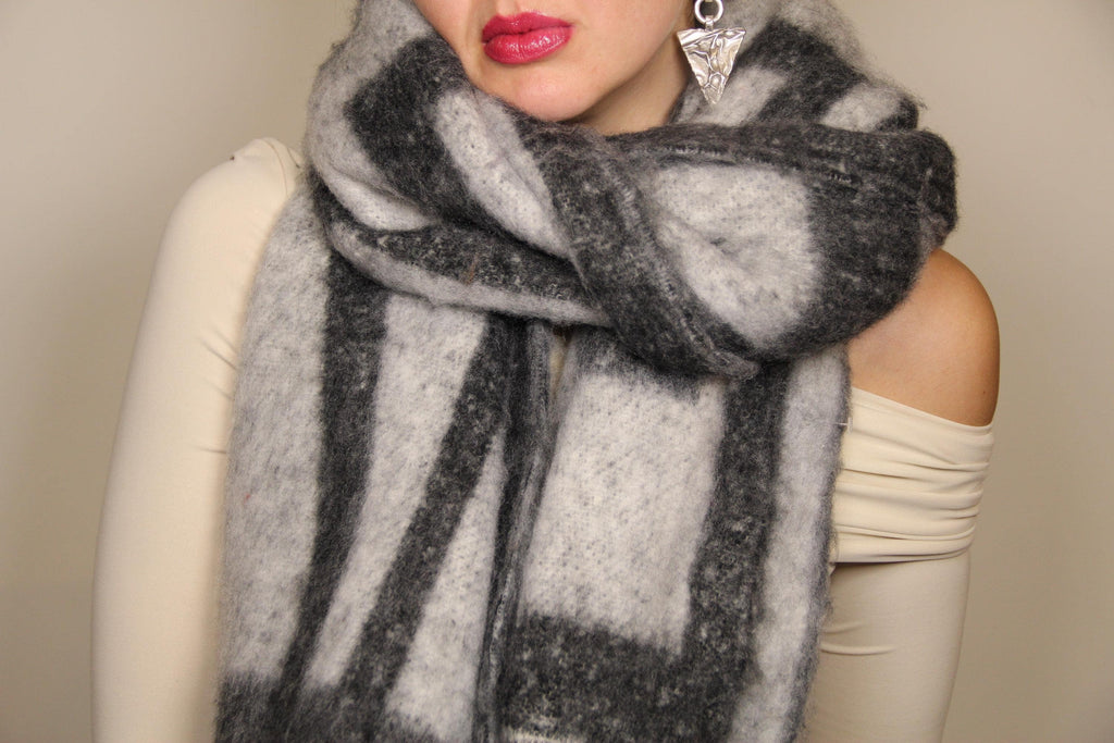 Grey Modern Abstract Pattern Blanket Scarf