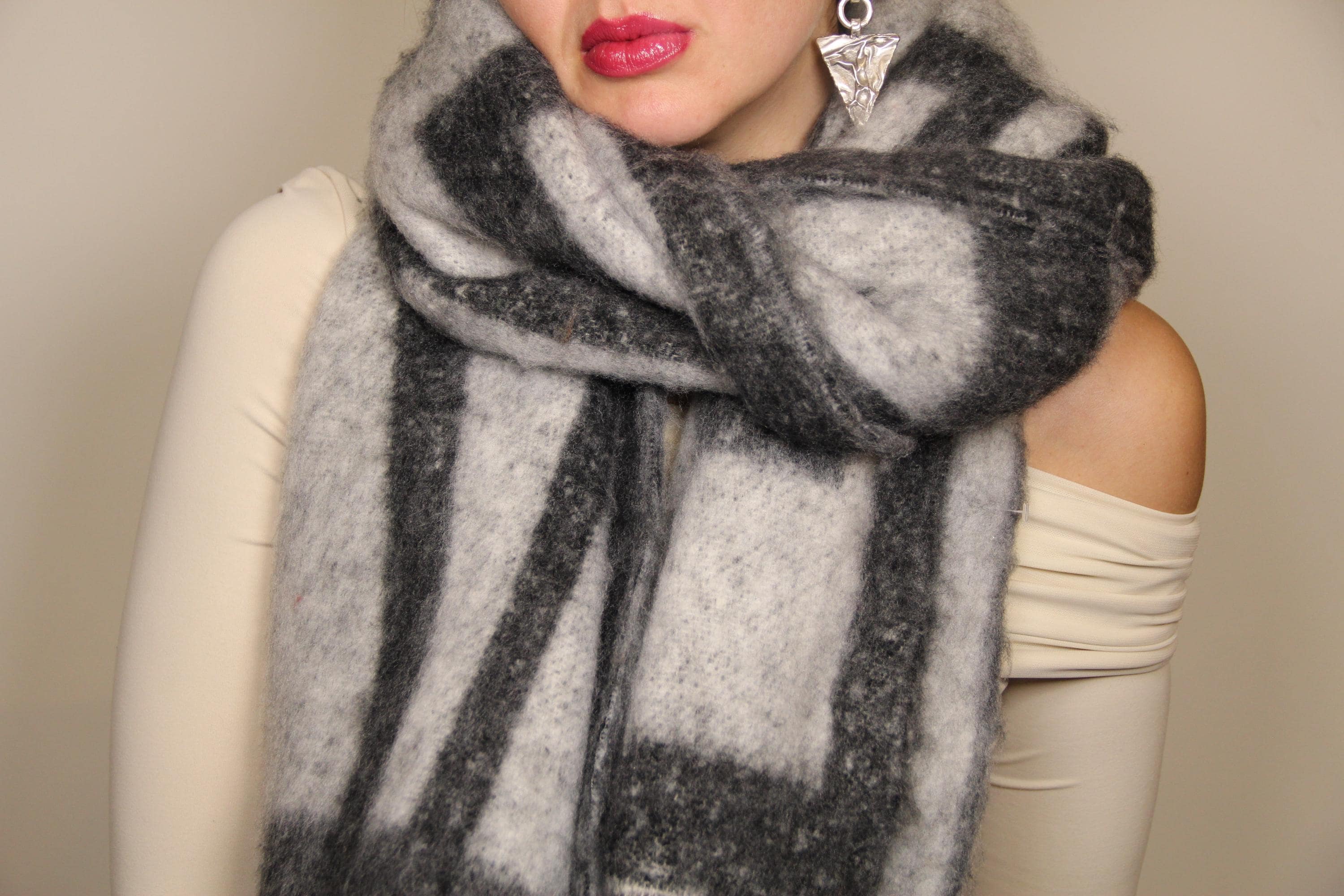 Grey Modern Abstract Pattern Blanket Scarf
