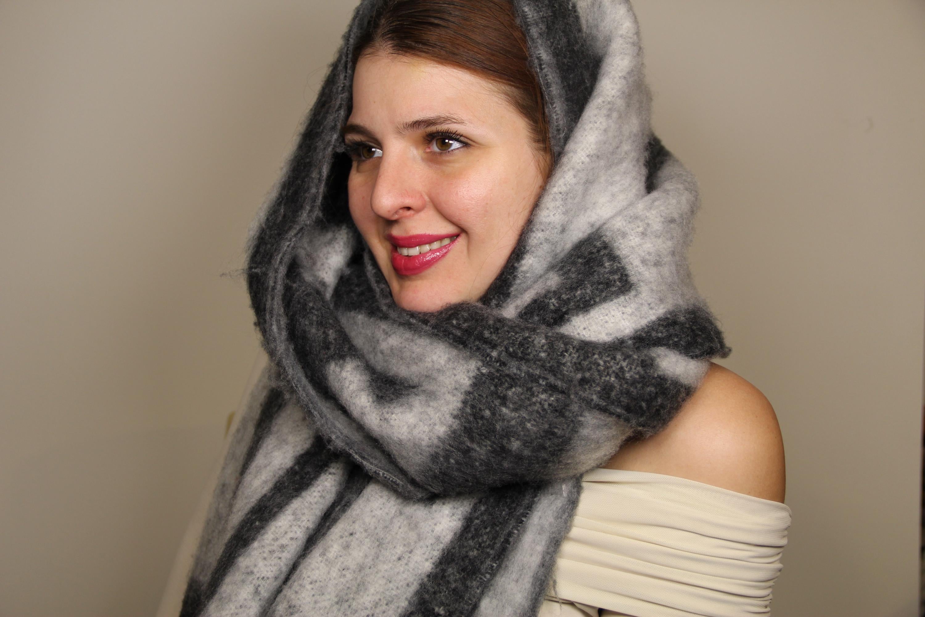 Grey Modern Abstract Pattern Blanket Scarf
