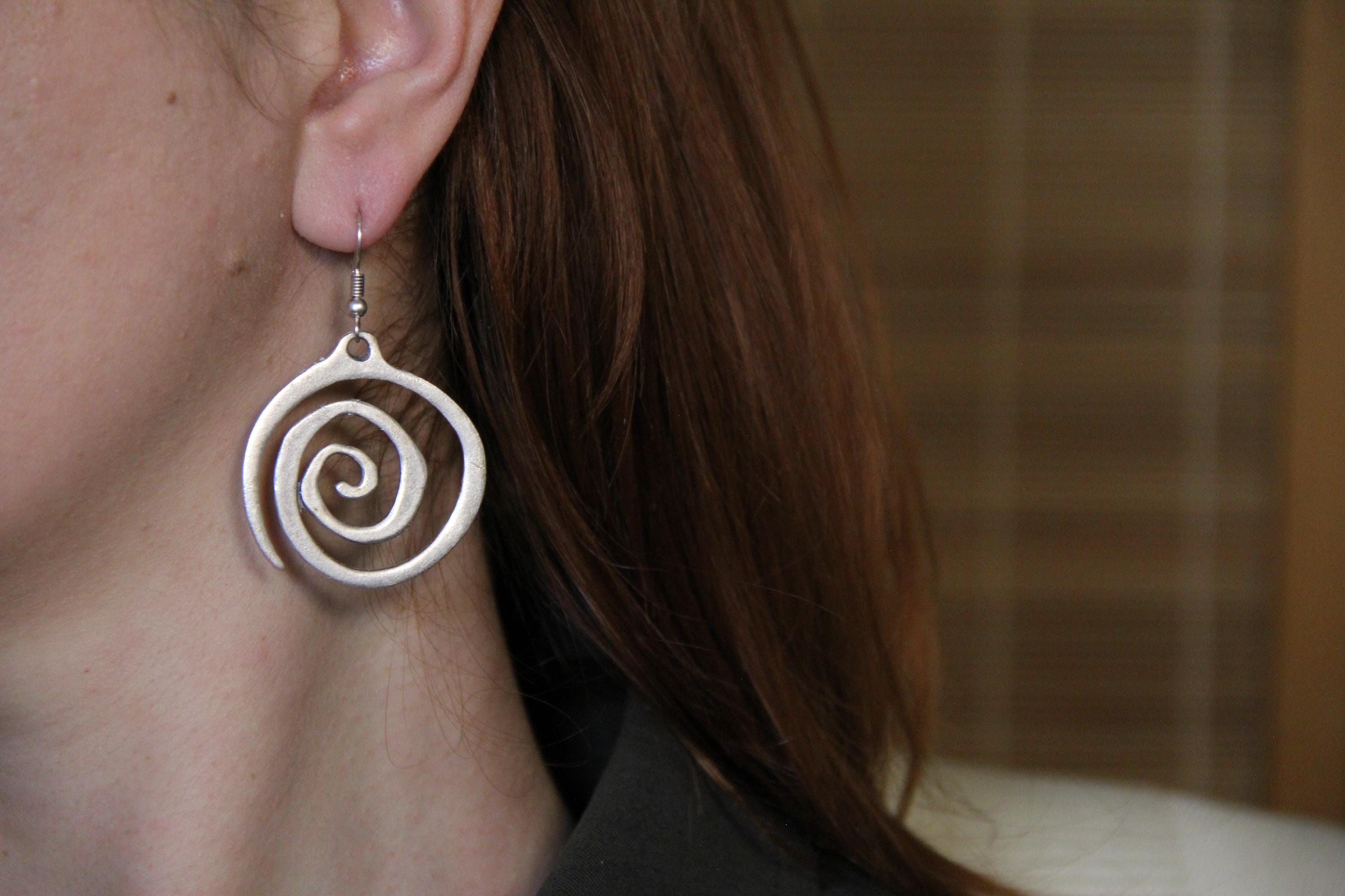 Swirl Silver Handmade Statement Earring