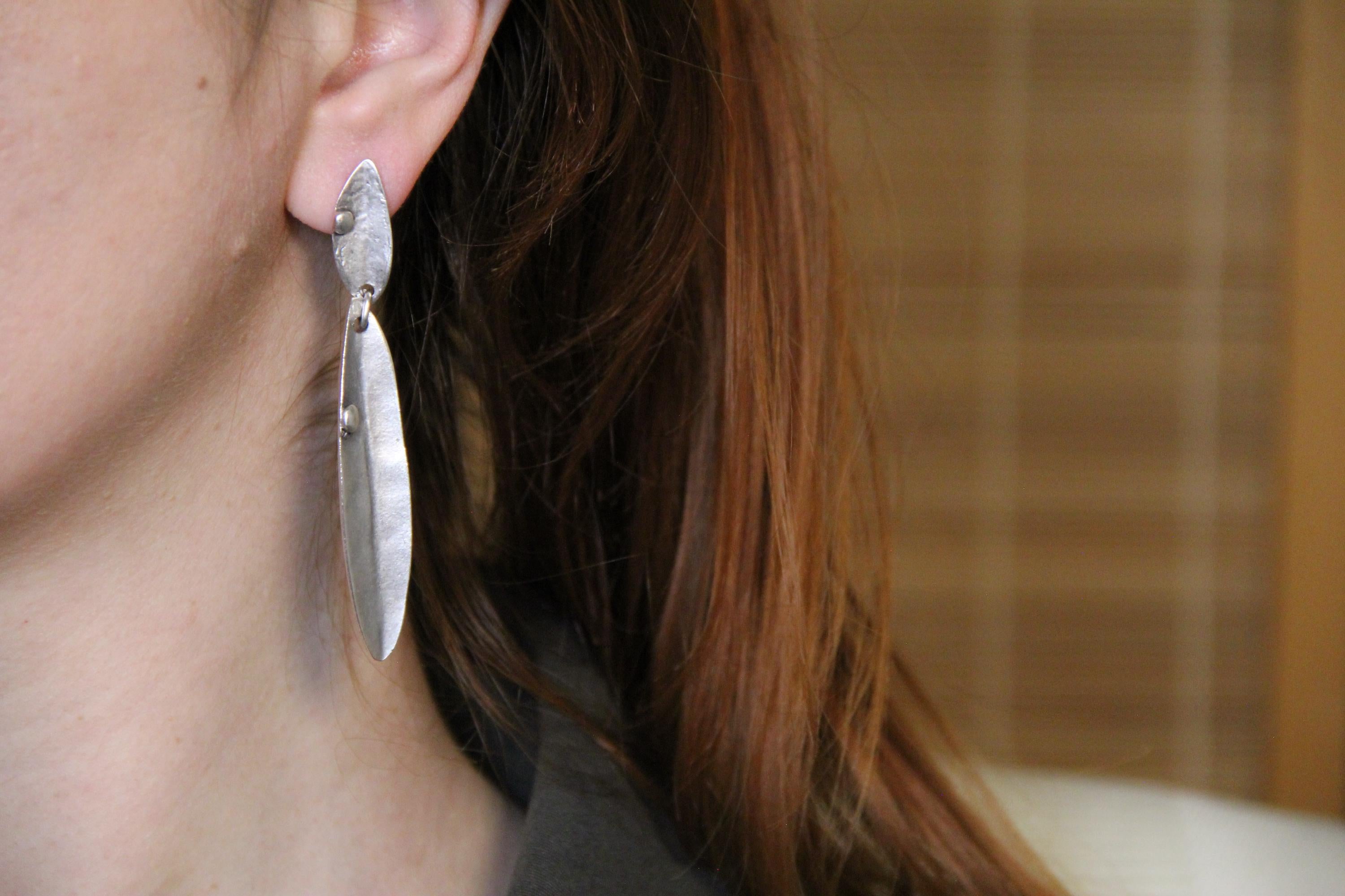 Leaf Silver Statement Earring