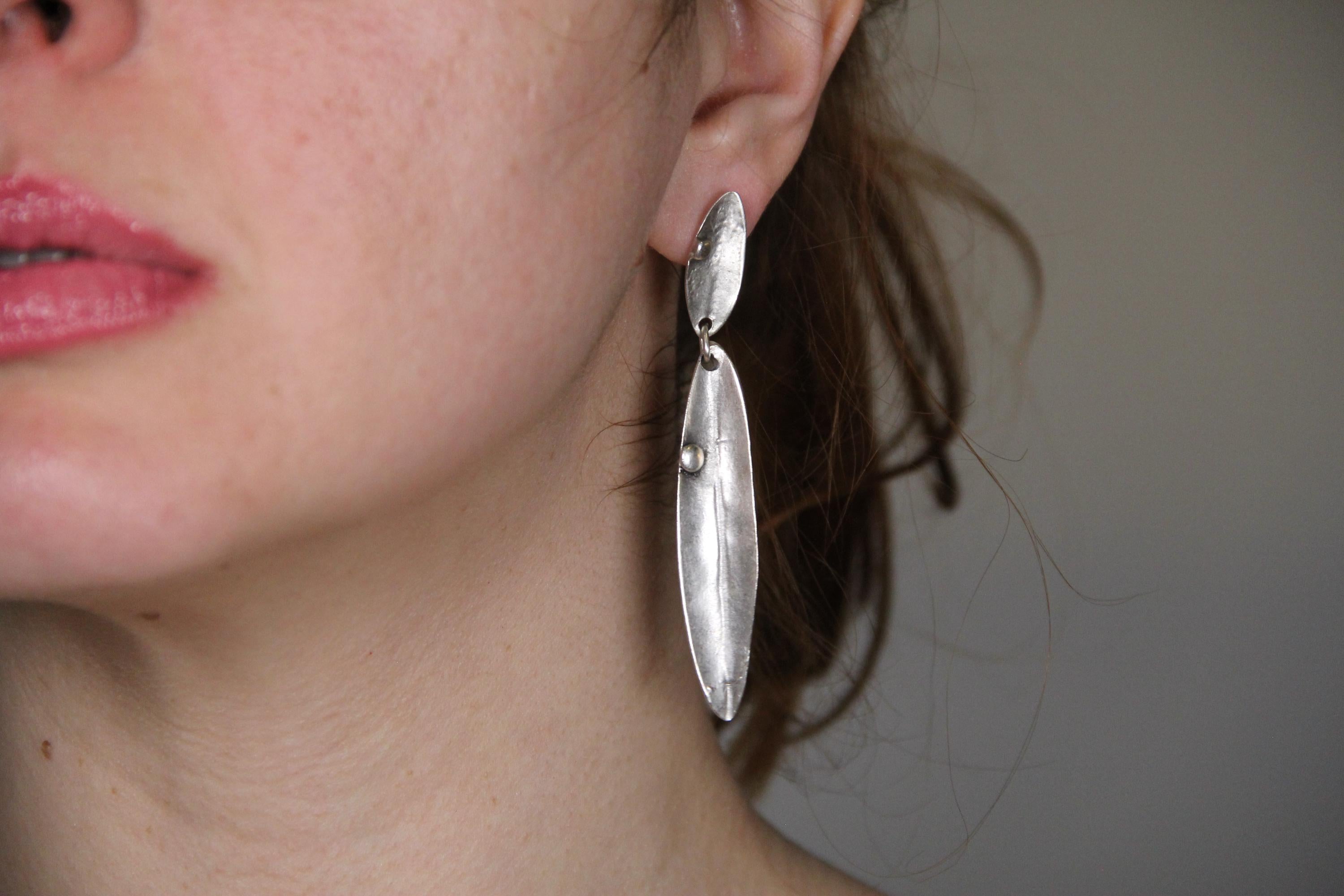 Leaf Silver Statement Earring