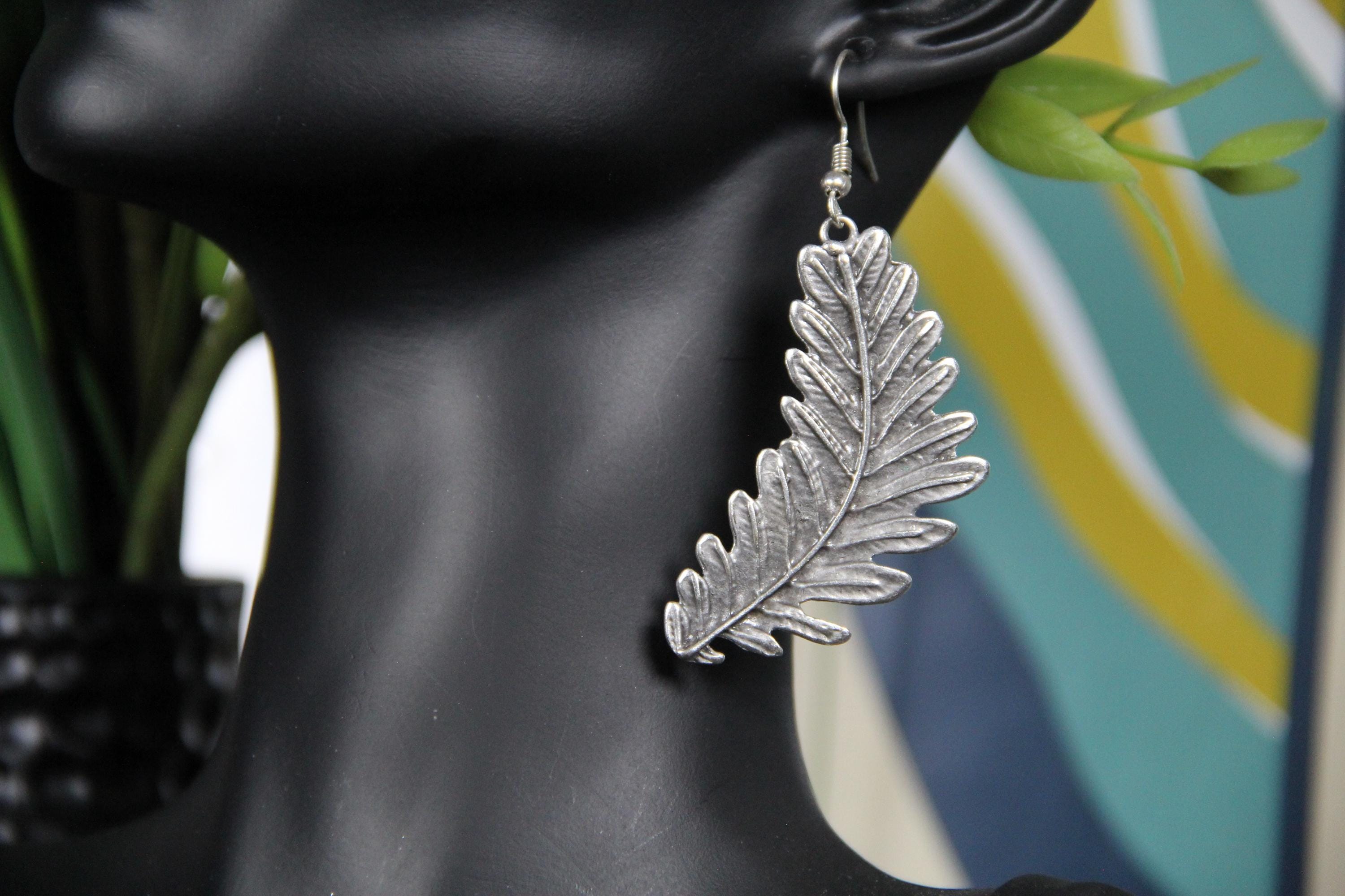 Silver Leaf Statement Earring