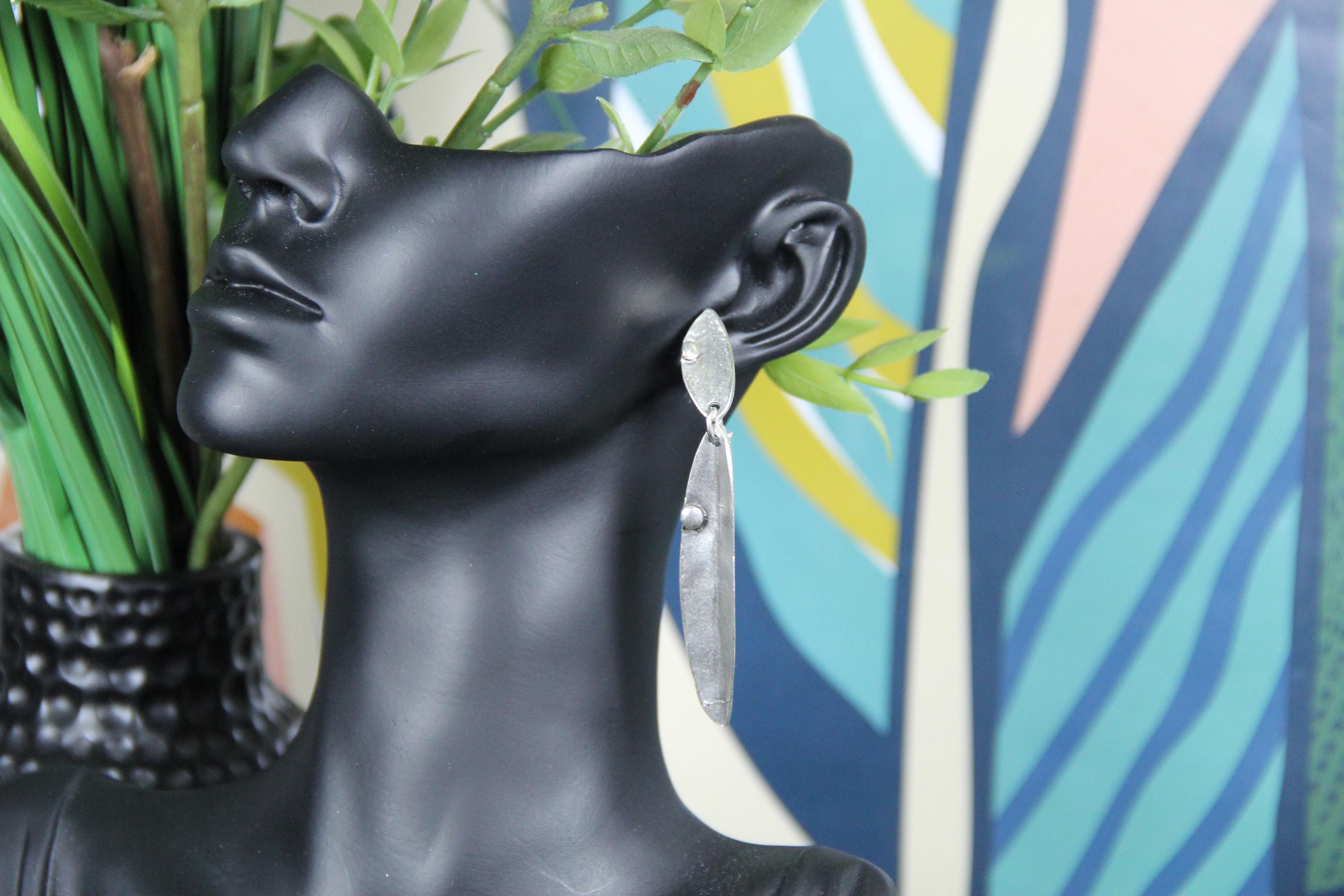Leaf Silver Statement Earring