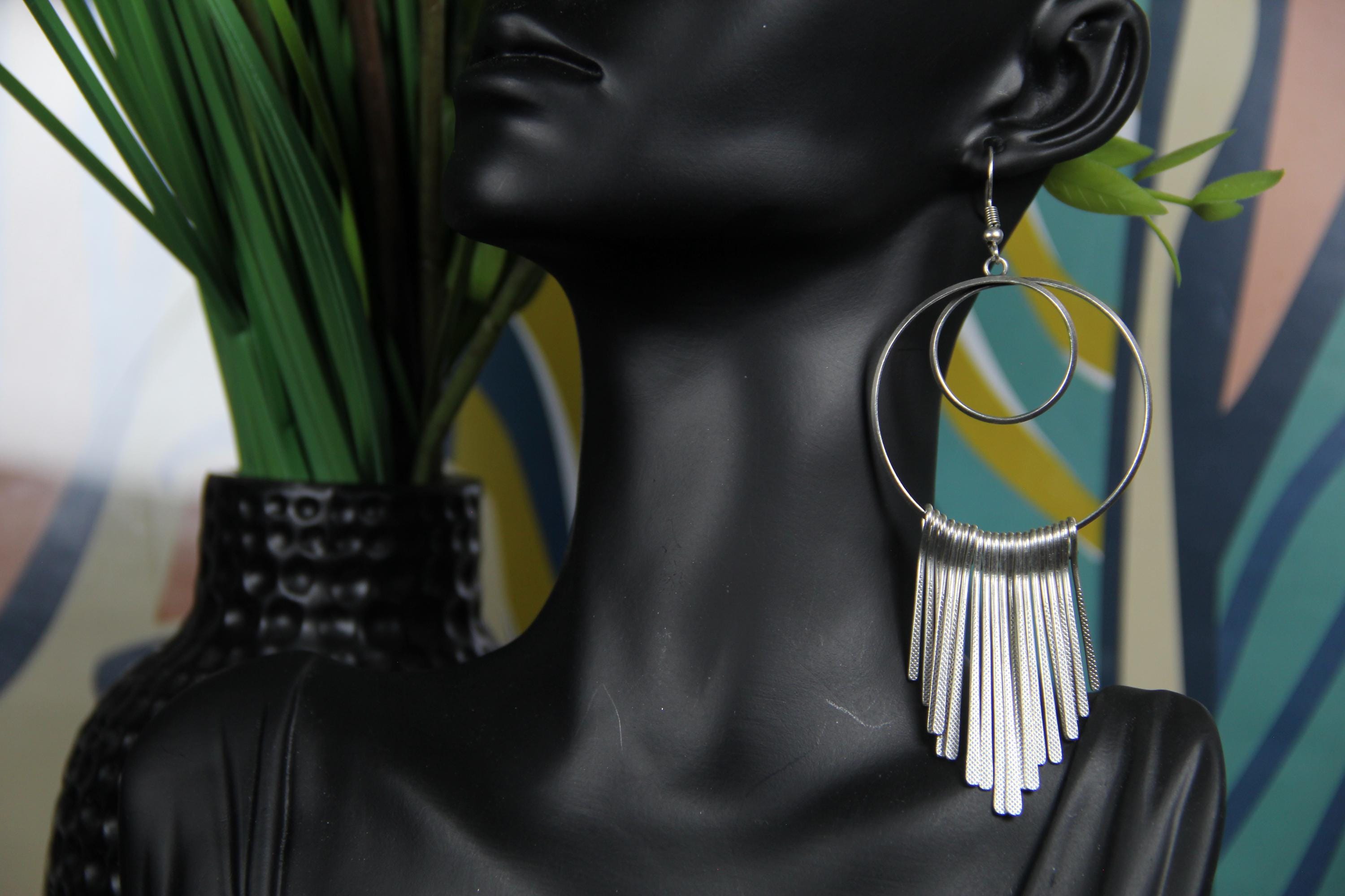 Dangle Hoop Silver Boho Earring