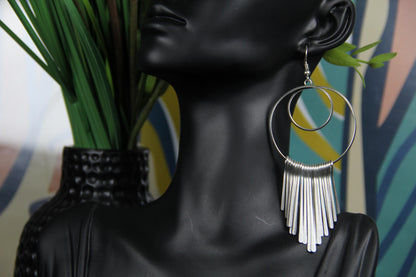 Dangle Hoop Silver Boho Earring