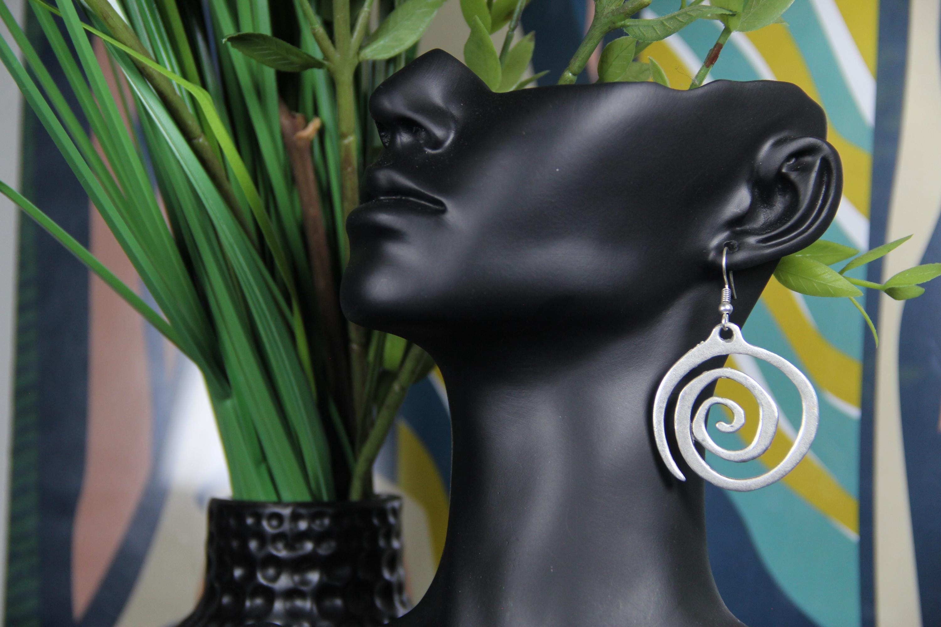 Swirl Silver Handmade Statement Earring