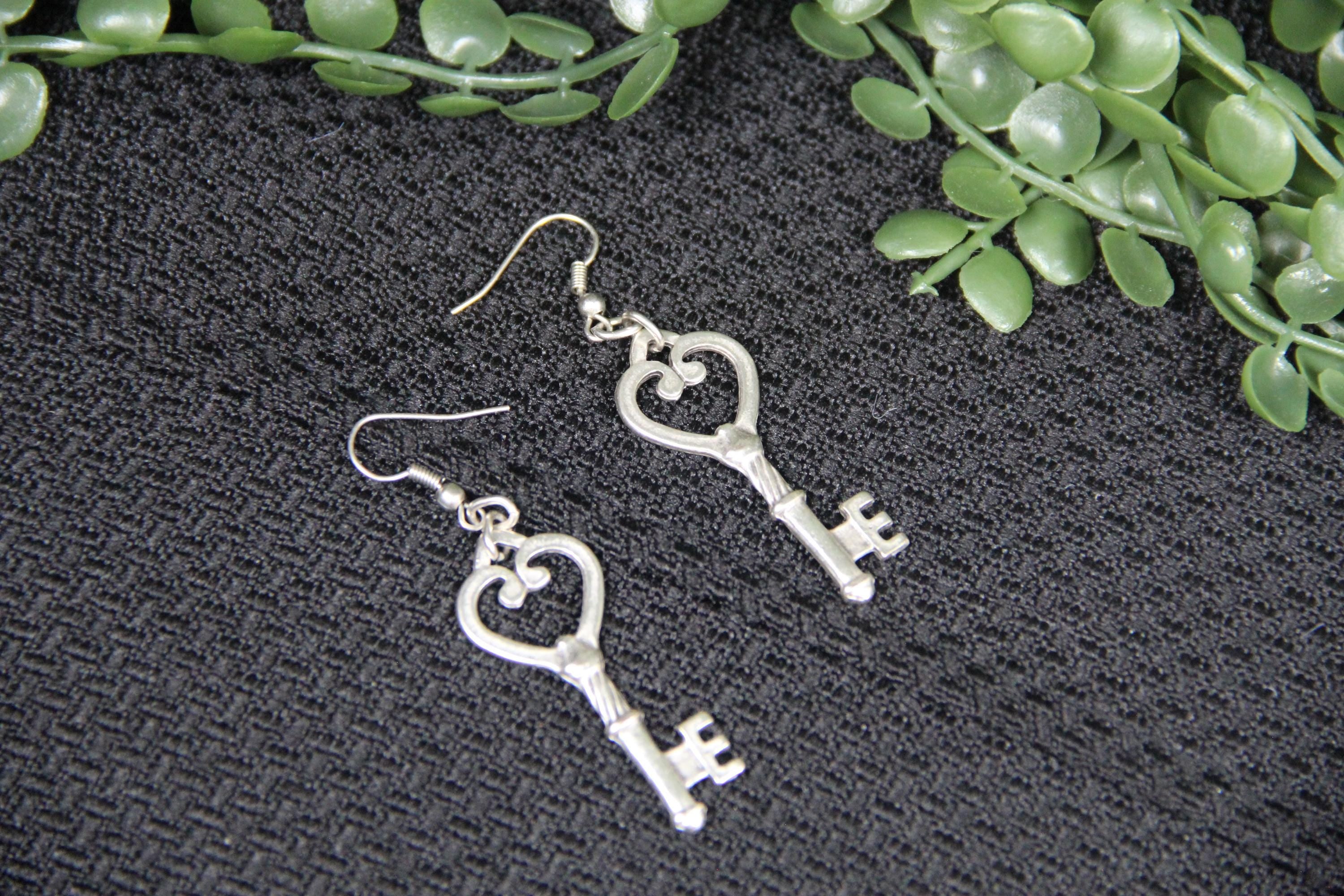 Handmade Heart Key Earring