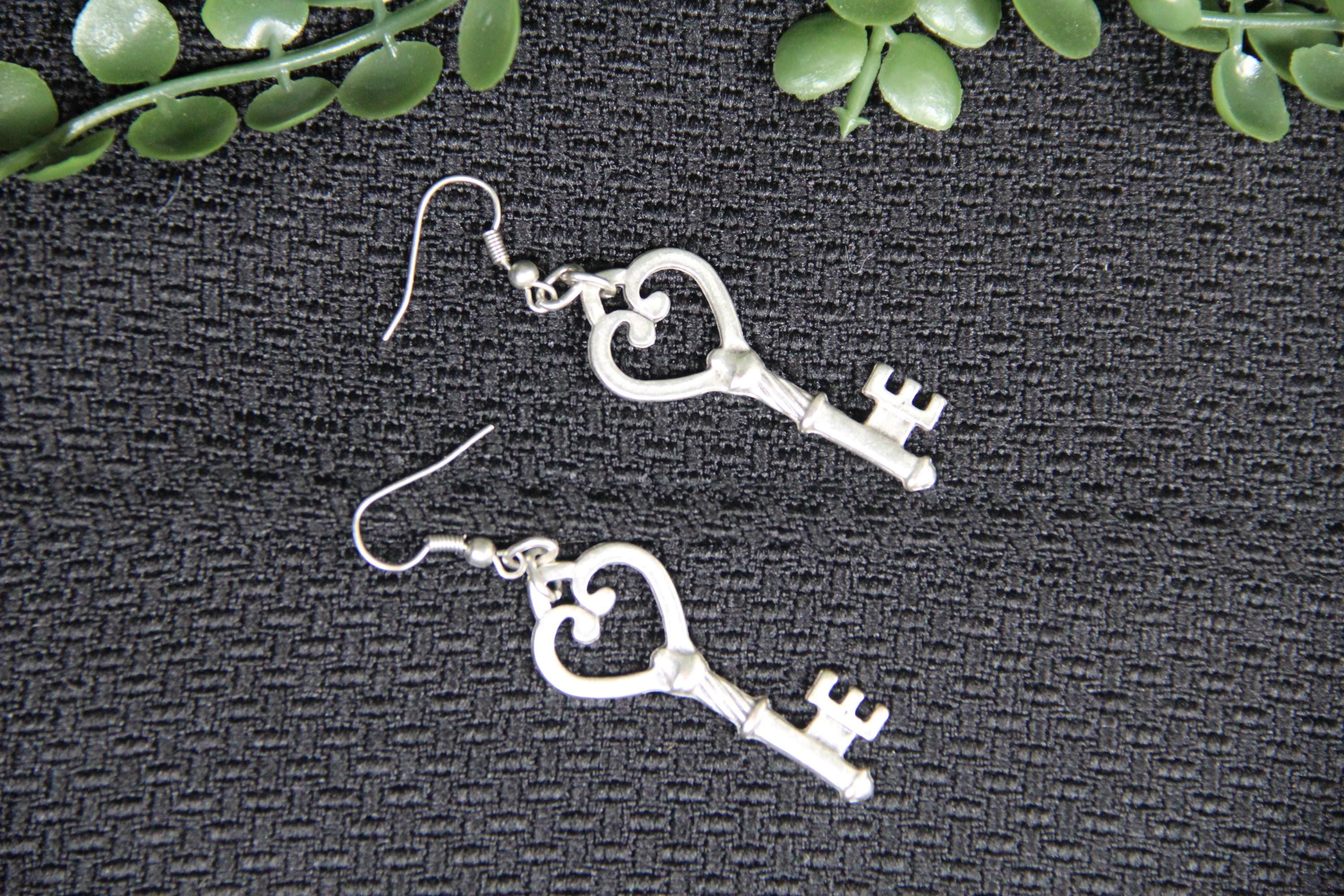 Handmade Heart Key Earring