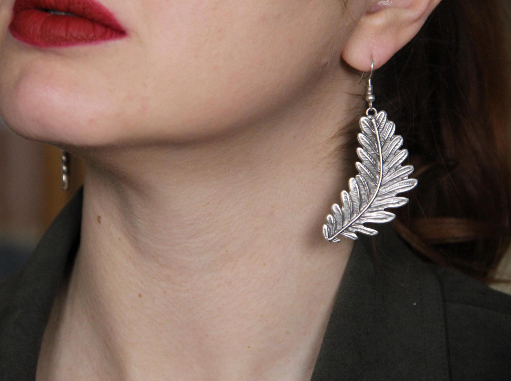 Silver Leaf Statement Earring