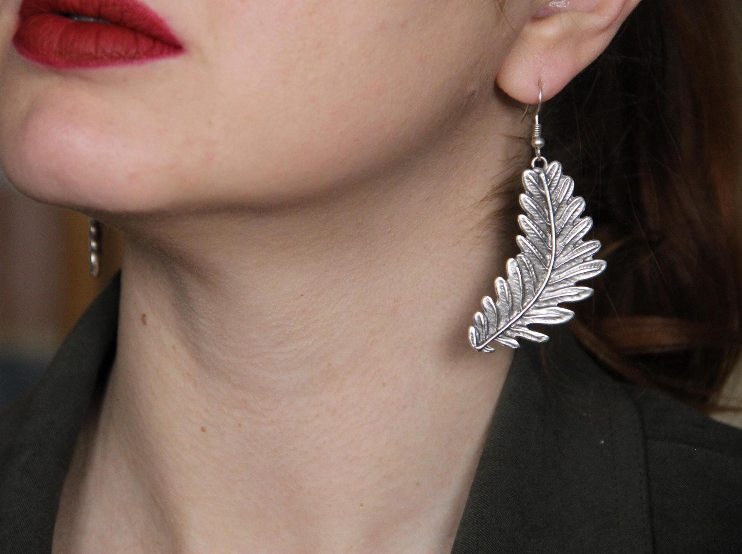 Silver Leaf Statement Earring