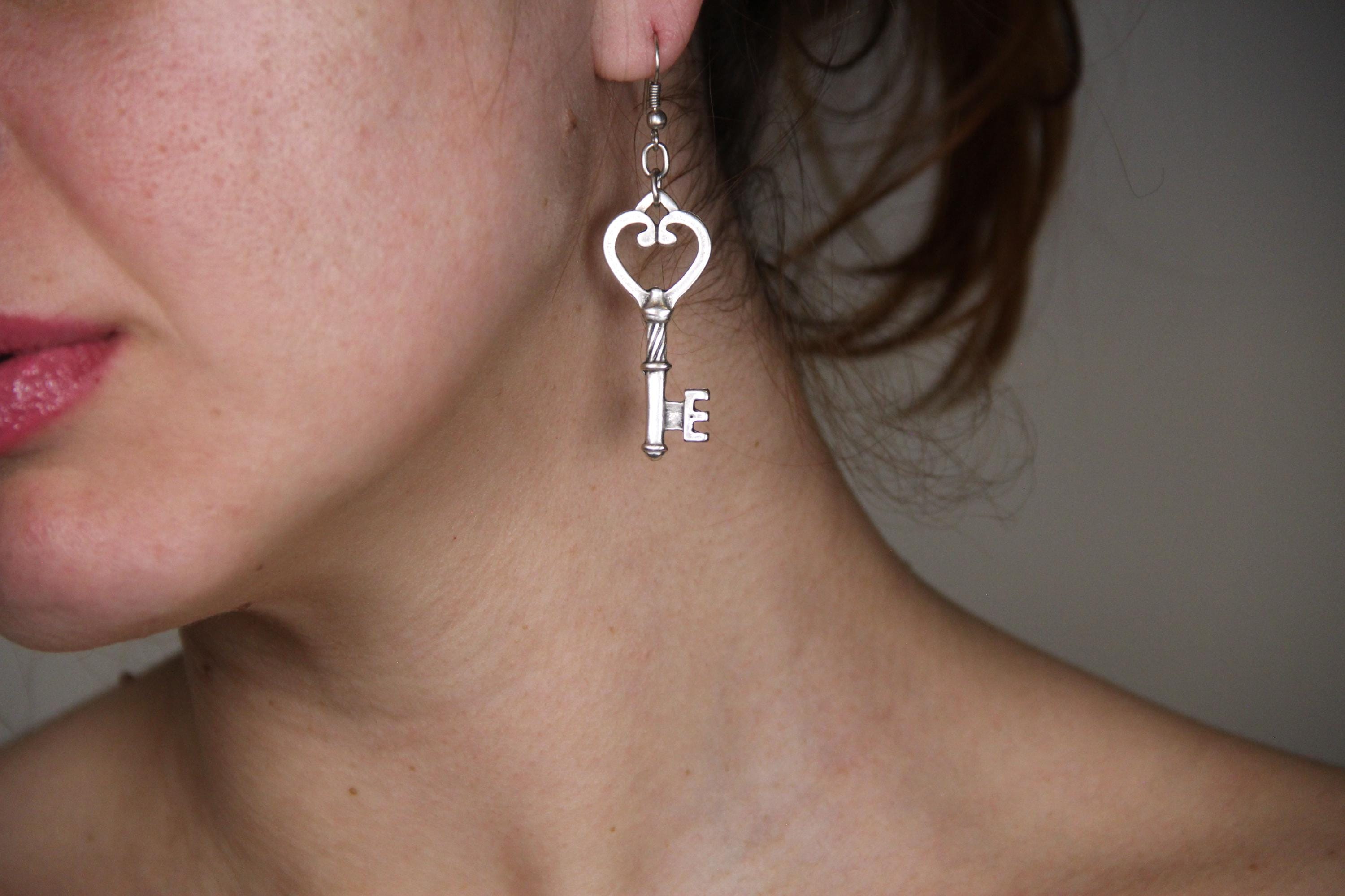 Handmade Heart Key Earring