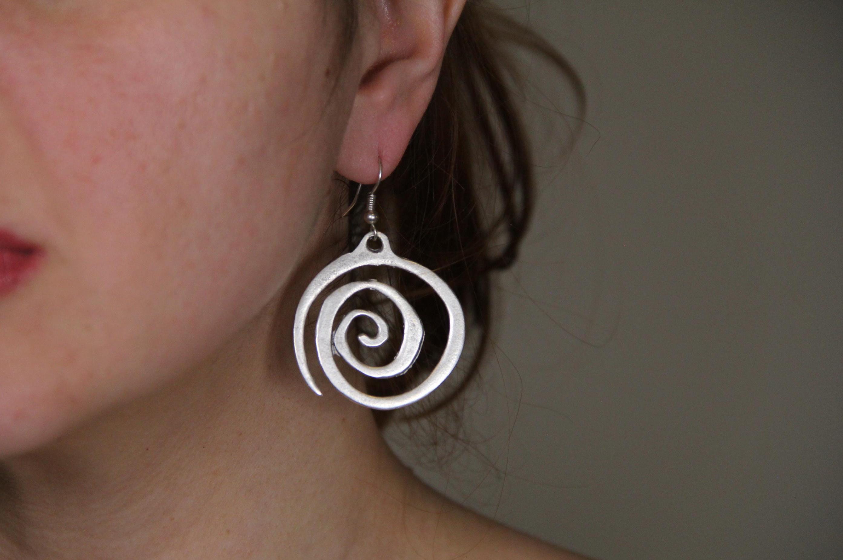 Swirl Silver Handmade Statement Earring
