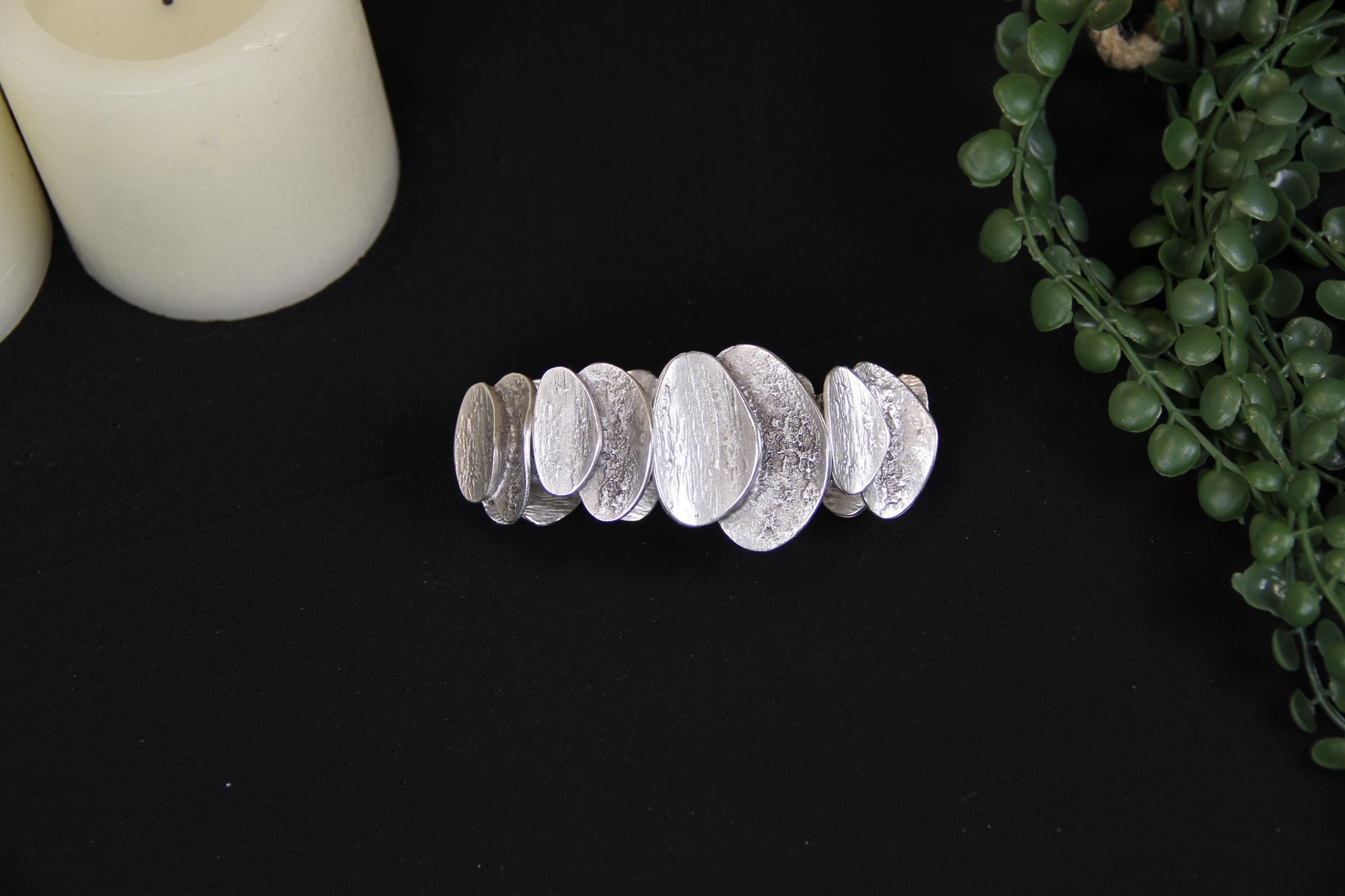 Slip on Cuff Silver Statement Handmade Bracelet