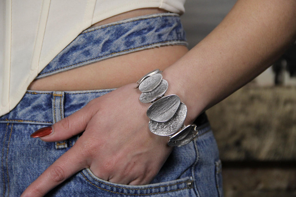 Slip on Cuff Silver Statement Handmade Bracelet