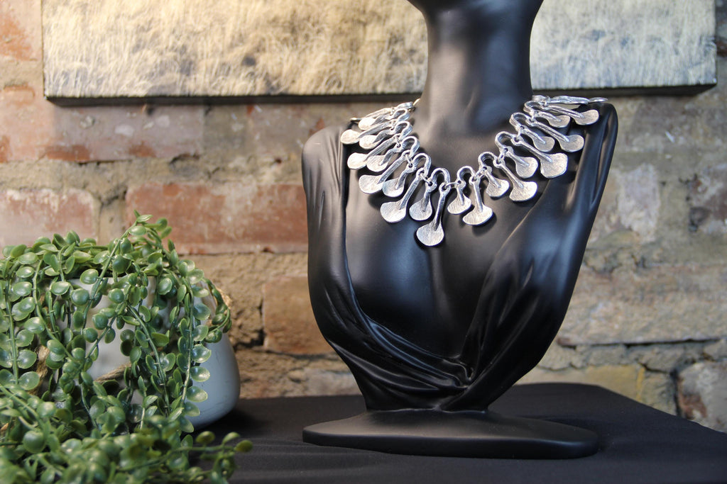 Handmade Silver Statement Necklace – Chunky Bold Collar Jewelry, Unique Gift for Fashion Lovers