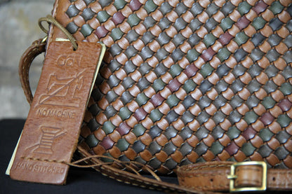 Genuine Leather Woven Shoulder Bag