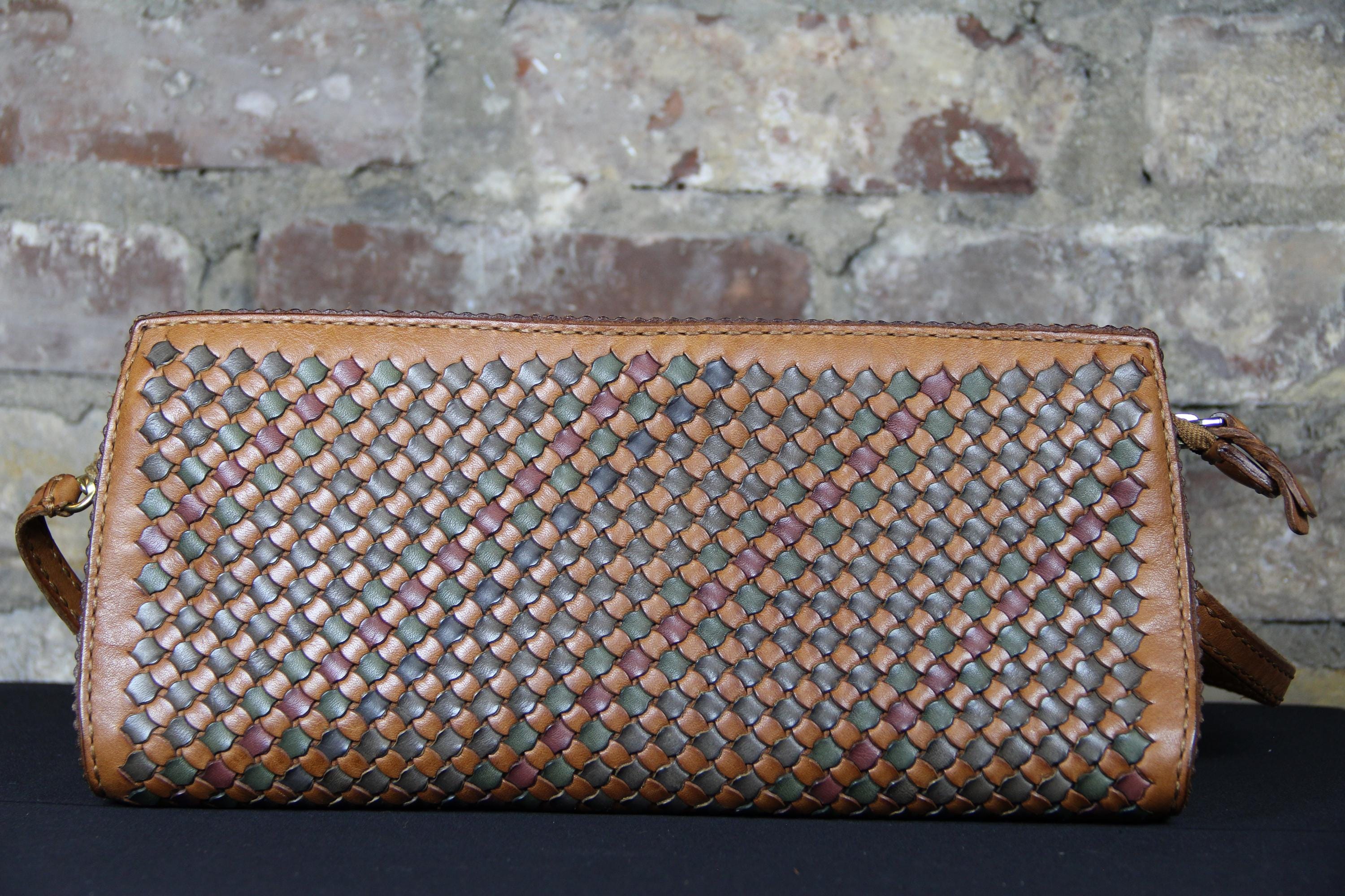Genuine Leather Woven Shoulder Bag