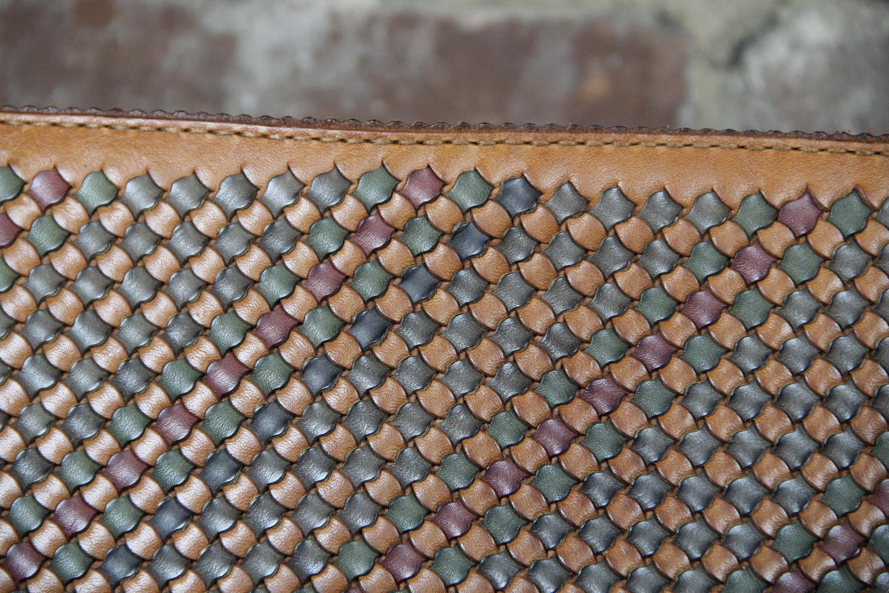 Genuine Leather Woven Shoulder Bag
