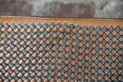 Genuine Leather Woven Shoulder Bag