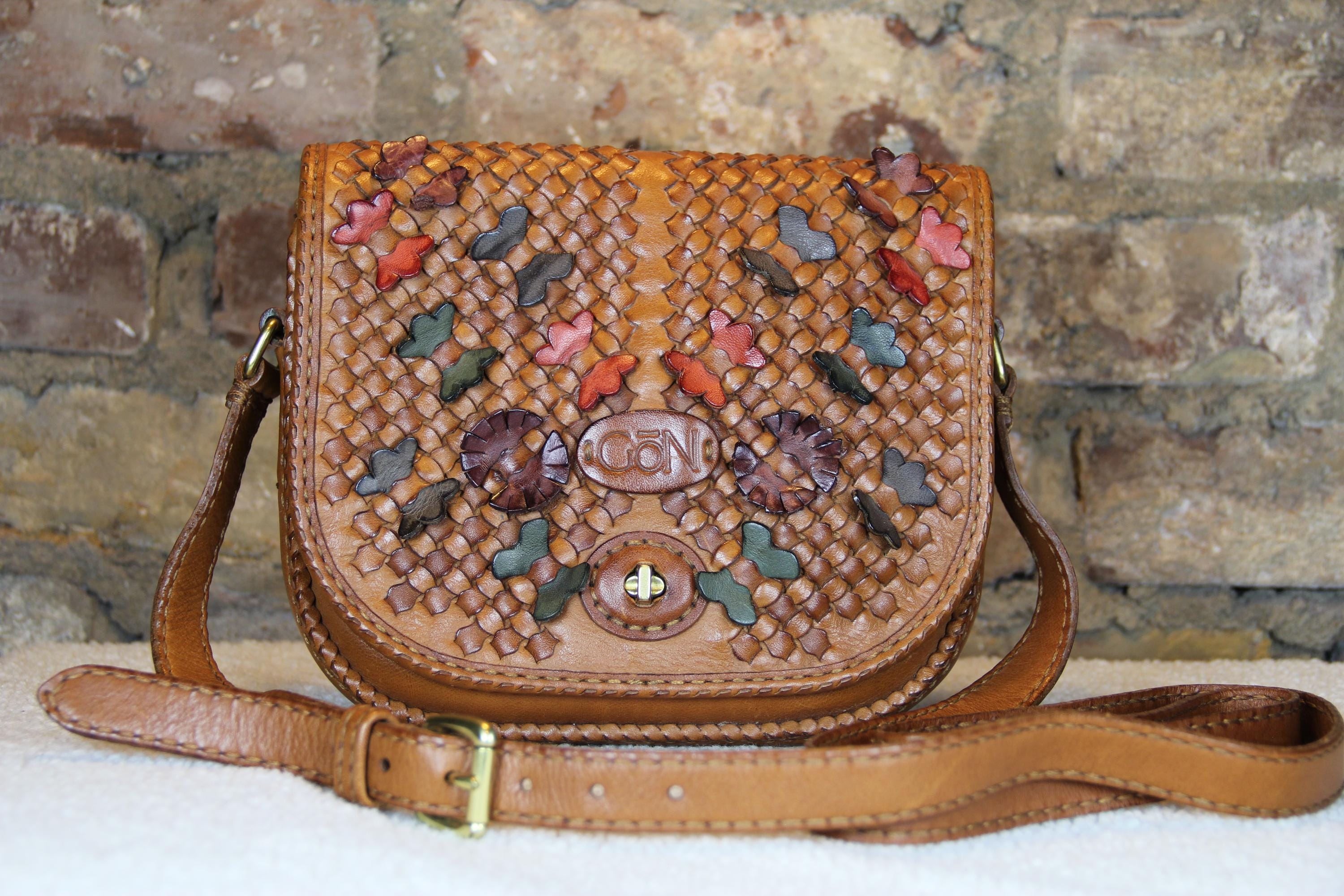 Brown Woven Leather Shoulder Bag