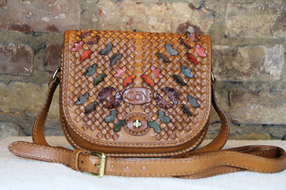 Brown Woven Leather Shoulder Bag